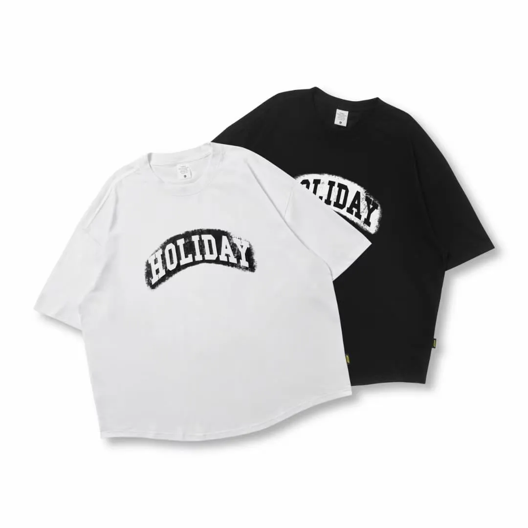 Holiday Print Loose Short Sleeve T-Shirt In White