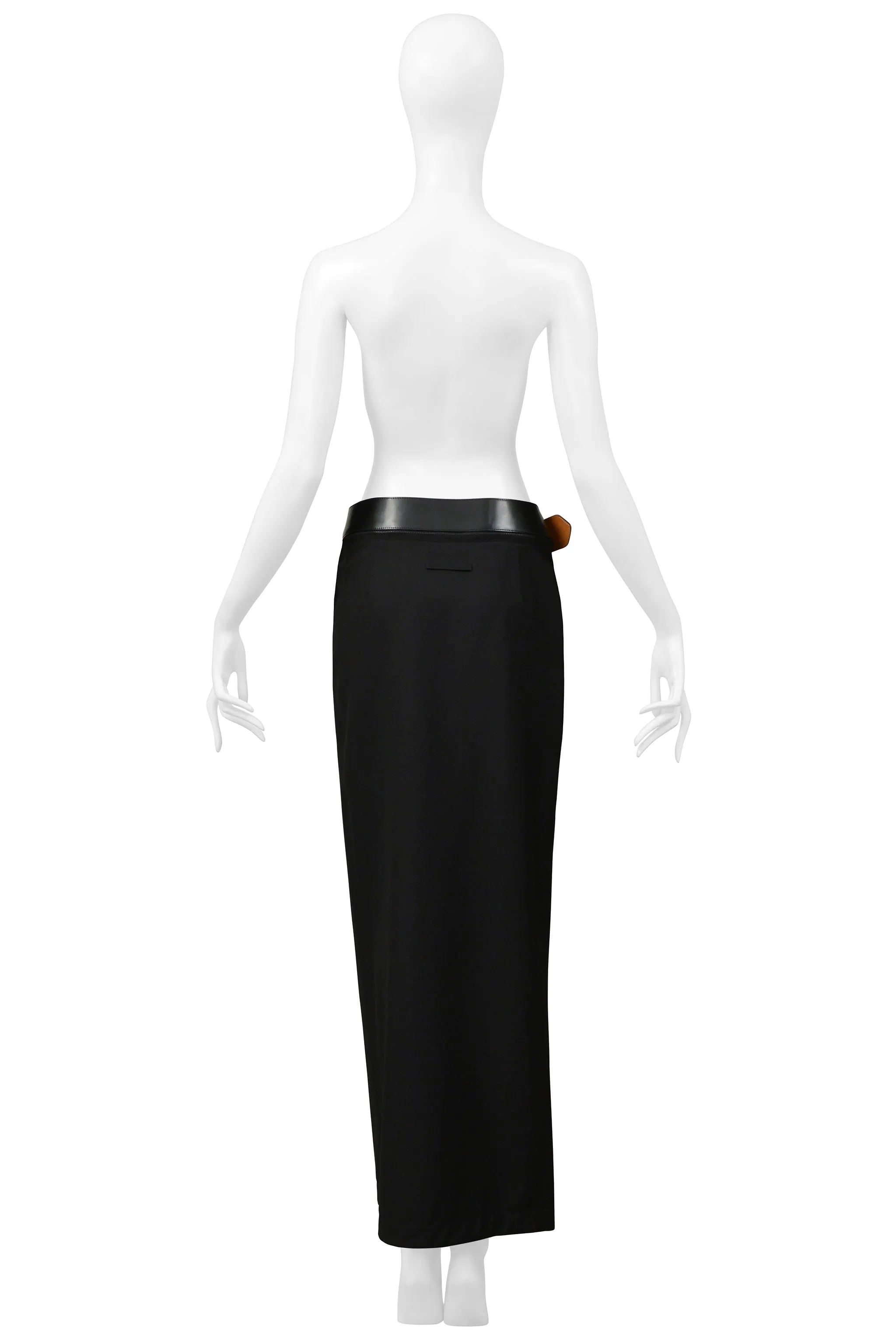 JEAN PAUL GAULTIER BLACK GABARDINE SKIRT WITH ZIPPER AND BELT