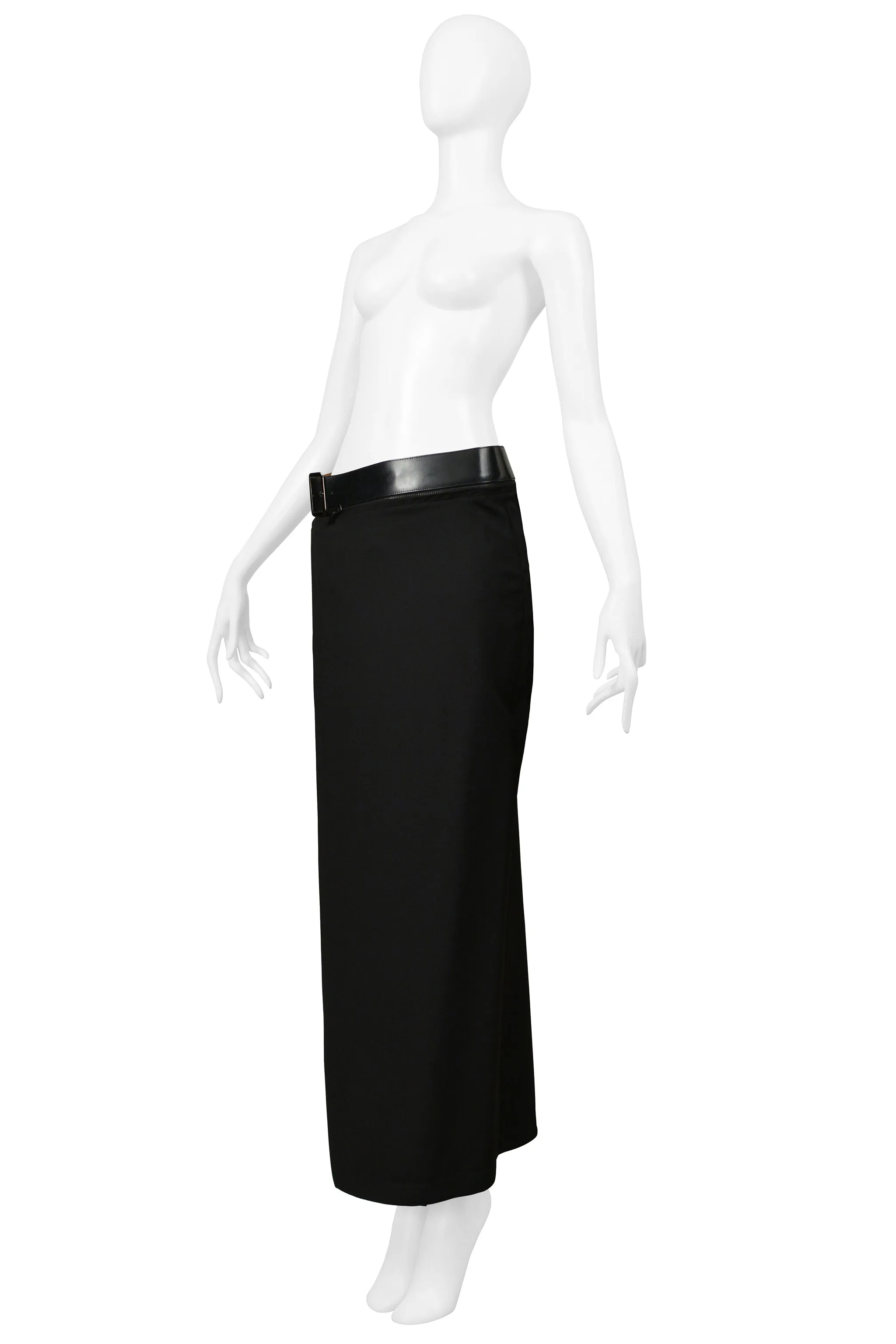 JEAN PAUL GAULTIER BLACK GABARDINE SKIRT WITH ZIPPER AND BELT