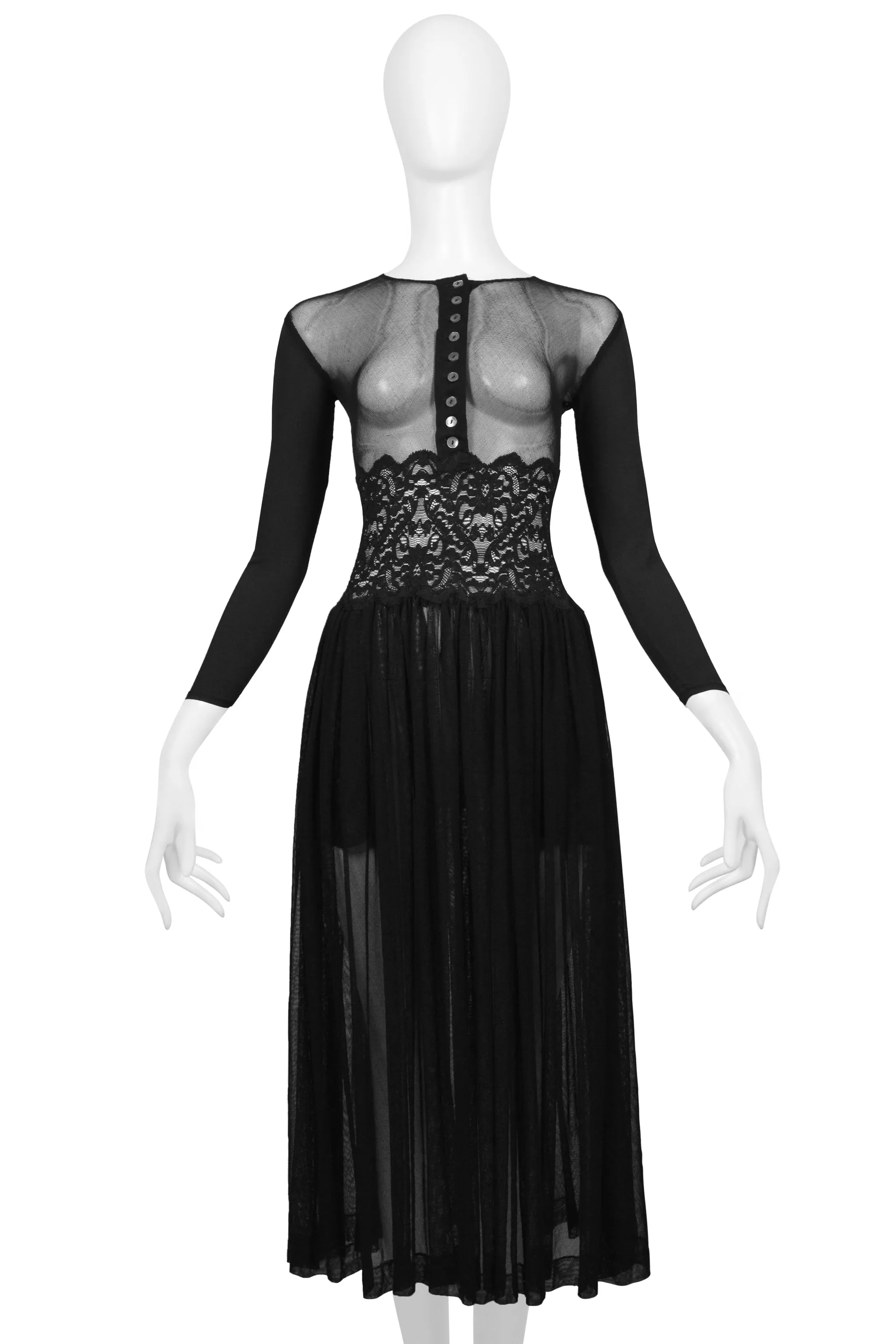 JEAN PAUL GAULTIER BLACK MESH, LACE AND TULLE BALLET DRESS 1988