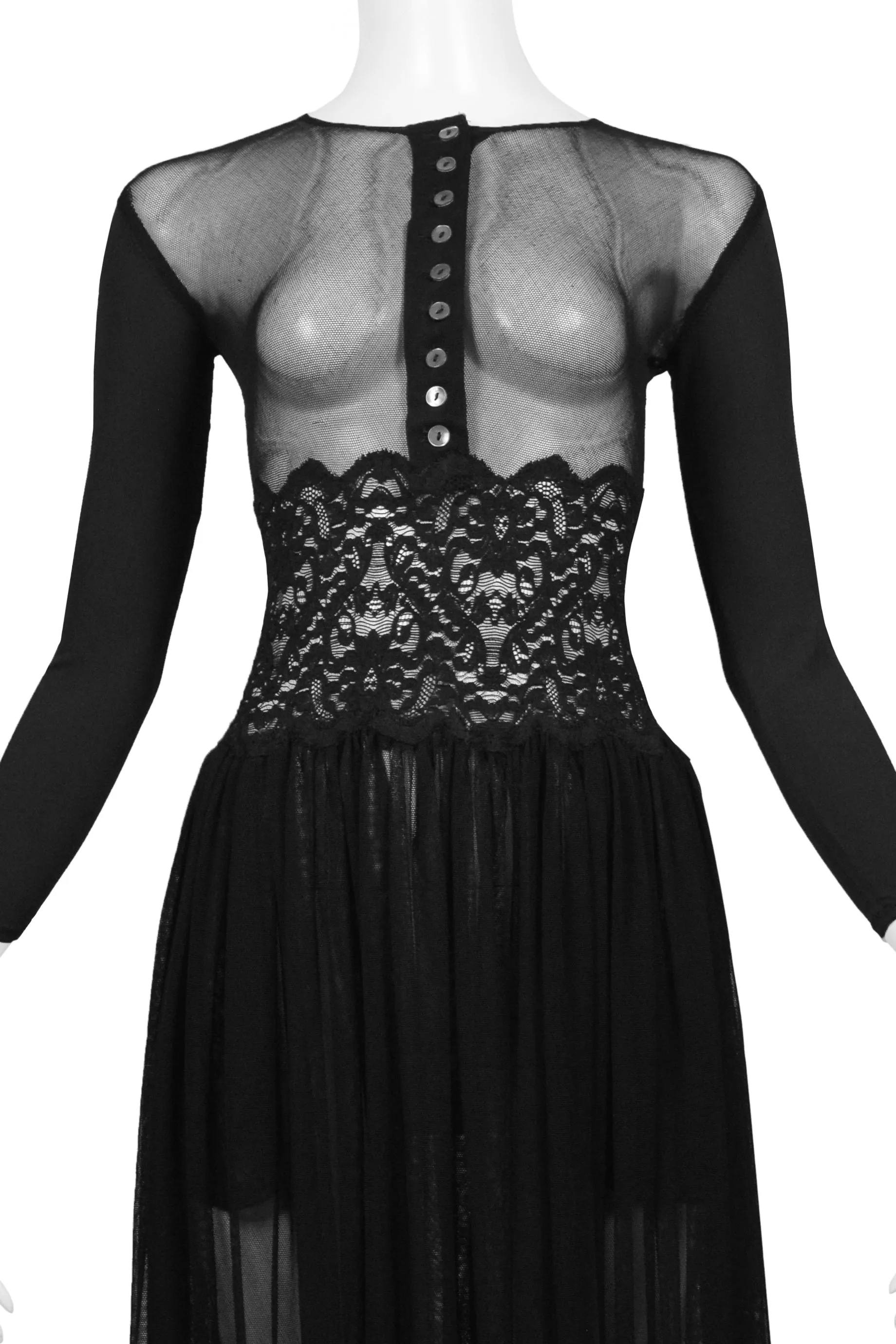 JEAN PAUL GAULTIER BLACK MESH, LACE AND TULLE BALLET DRESS 1988