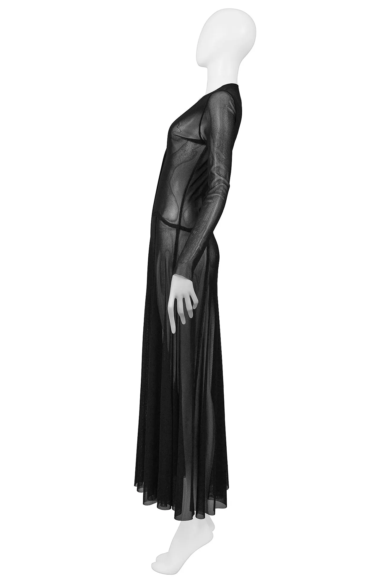 JEAN PAUL GAULTIER BLACK MESH SHEER CARDIGAN DRESS