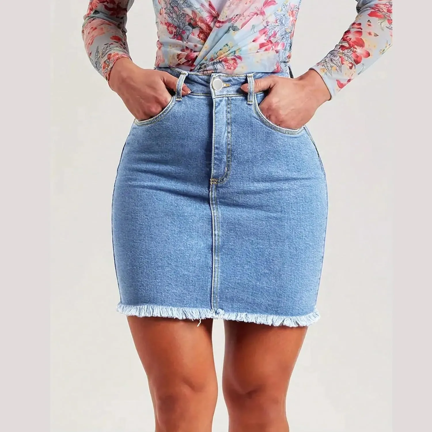 Jean Skirts for Women Denim High Waisted Short Mini Skirt Summer Casual Frayed Hem Cute Jeans Skirts 2025