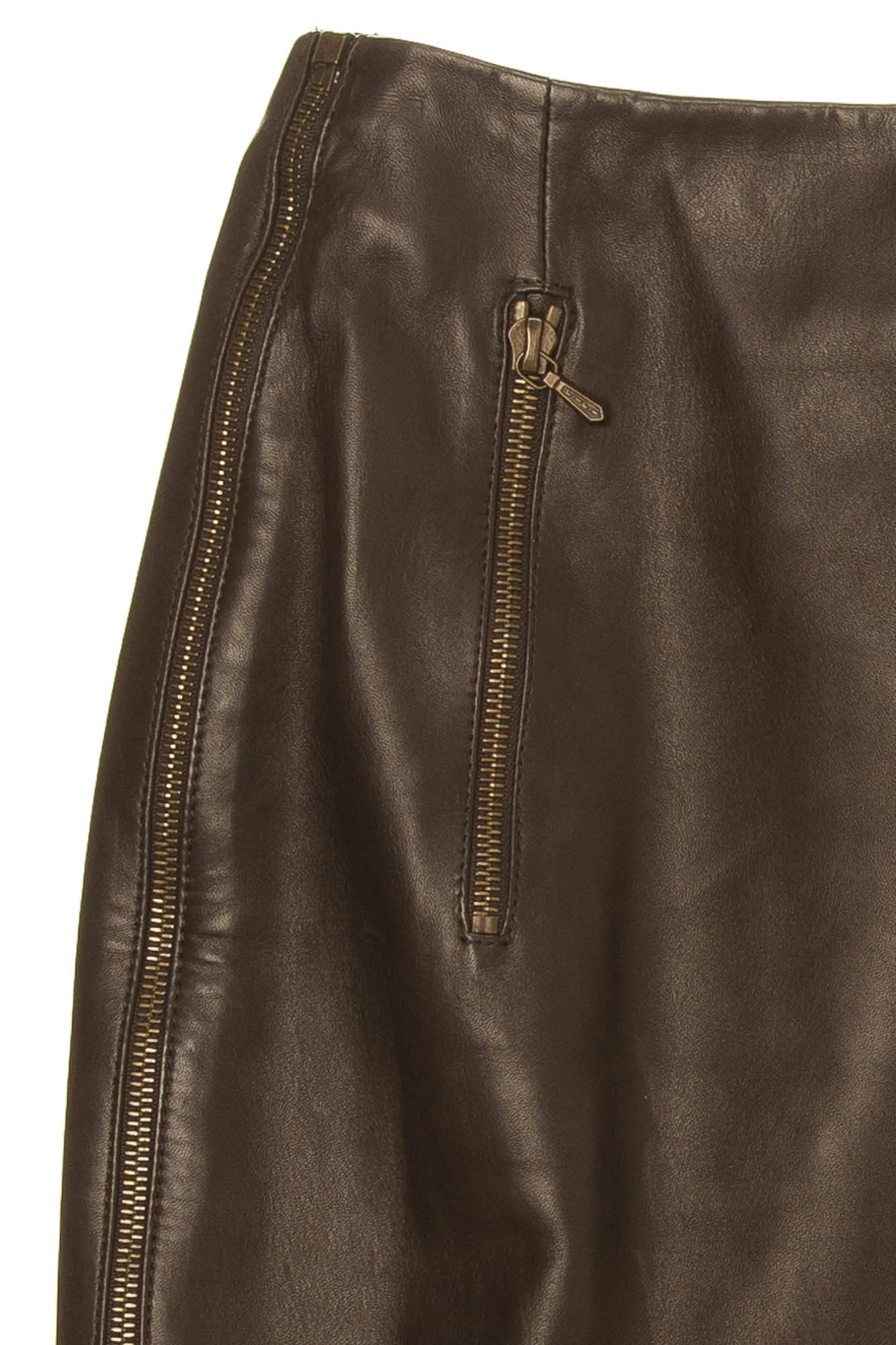 John Galliano for Christian Dior - Dark Brown Leather Pencil Skirt - FR 38