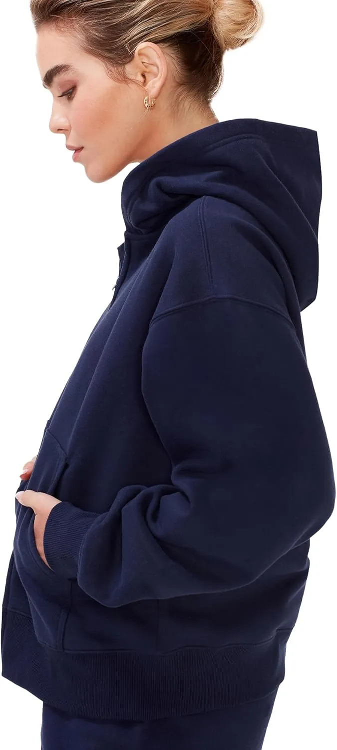 KUT & SO Zip Hoodie for Women  Oversized, Boyfriend Fit  Cozy Loungewear Premium Midweight Fleece