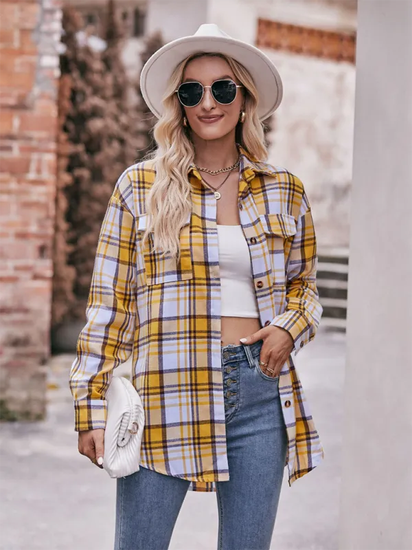 Lailani Women's Casual Fashion Oversize Loose Plaid Shirt
