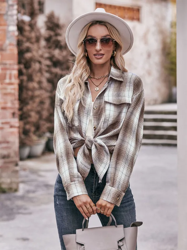Lailani Women's Casual Fashion Oversize Loose Plaid Shirt