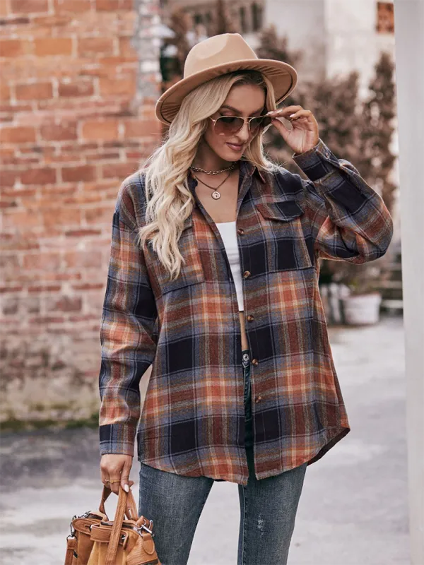 Lailani Women's Casual Fashion Oversize Loose Plaid Shirt