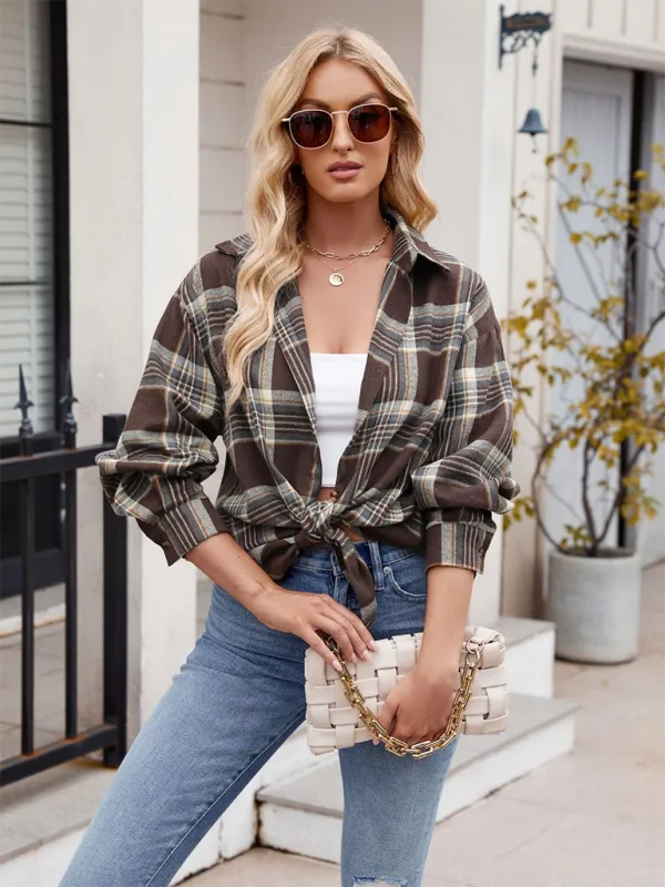 Laramie New Casual Fashion Street Loose Plaid Shirt