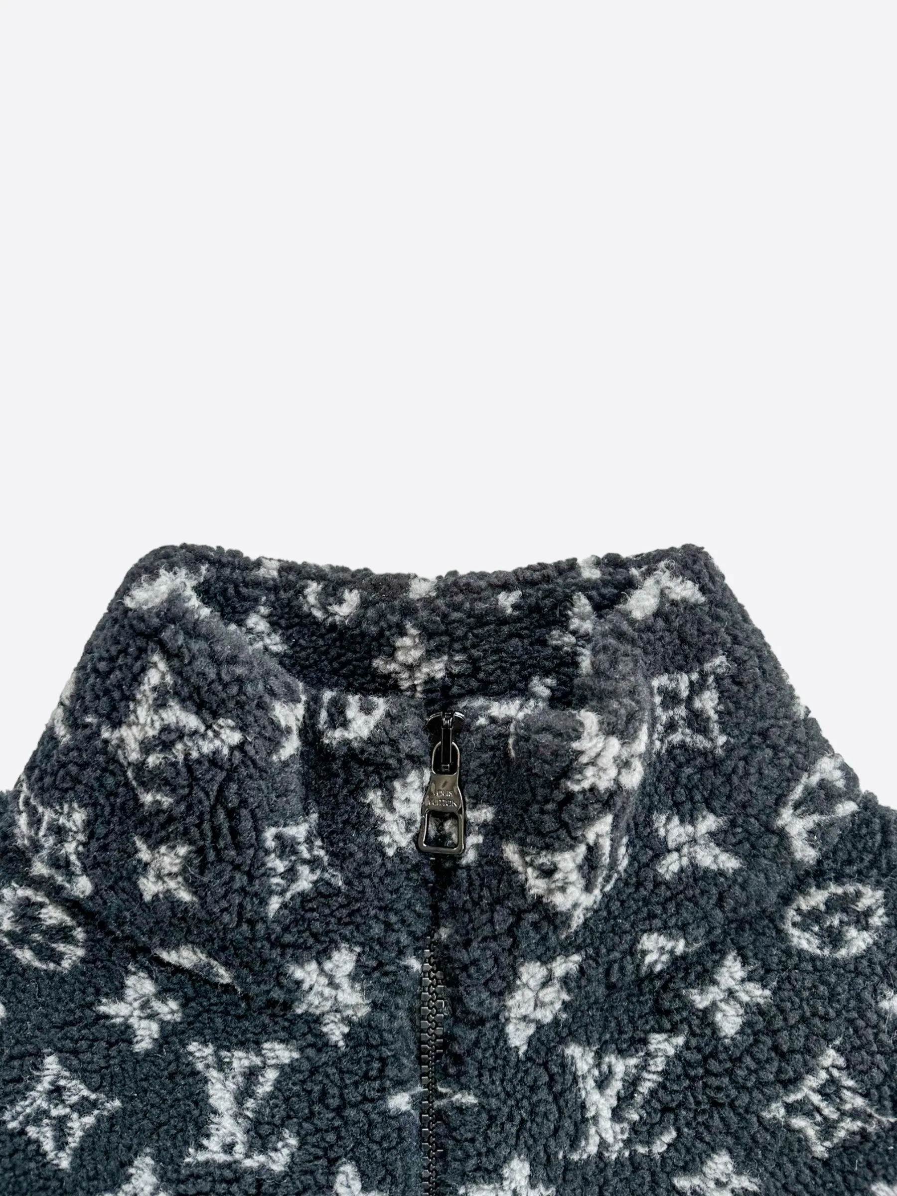 Louis Vuitton Black & Grey Monogram Fleece Zip Up Jacket