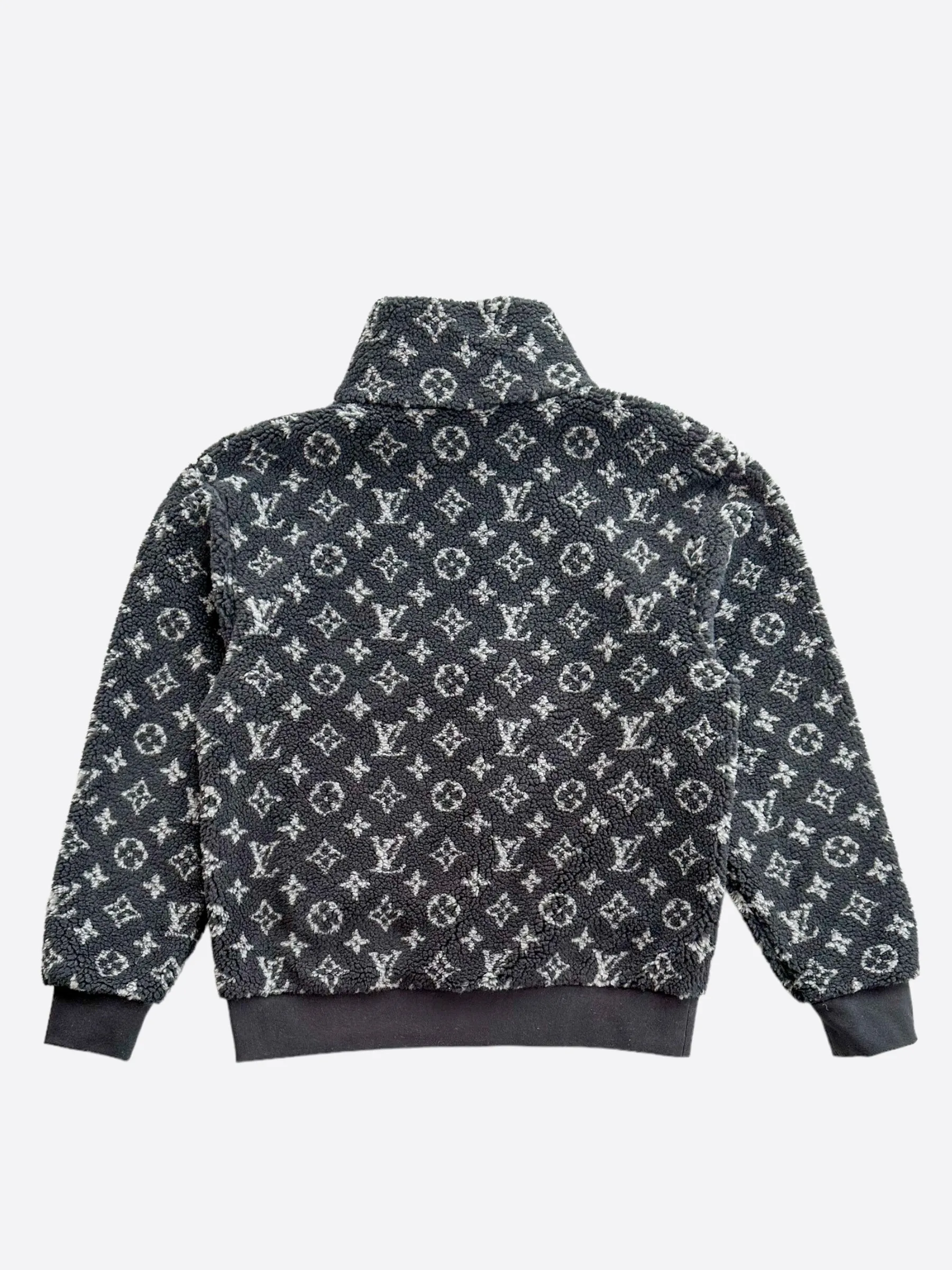 Louis Vuitton Black & Grey Monogram Fleece Zip Up Jacket