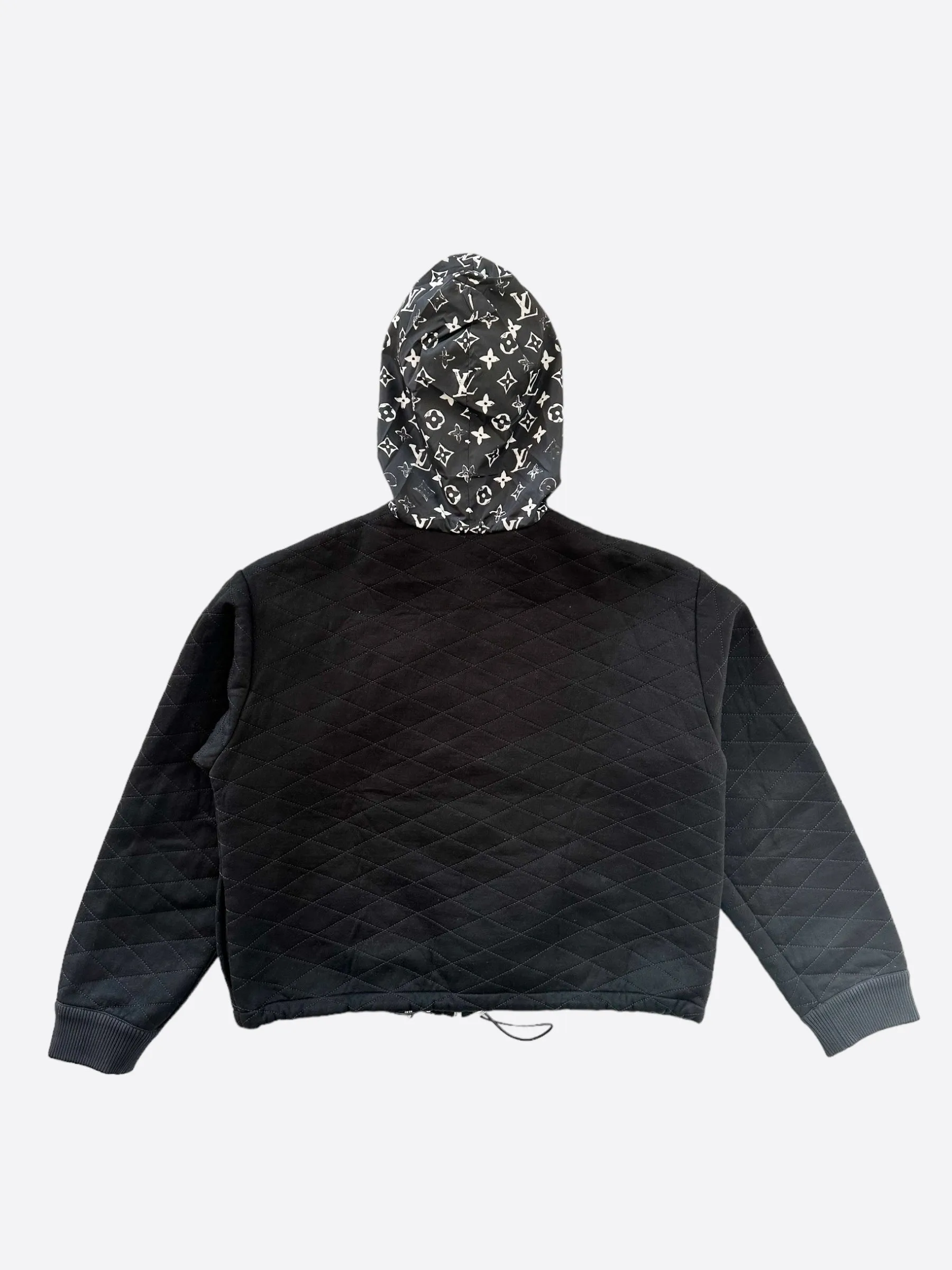 Louis Vuitton Black & White Monogram Hooded Women's Jacket