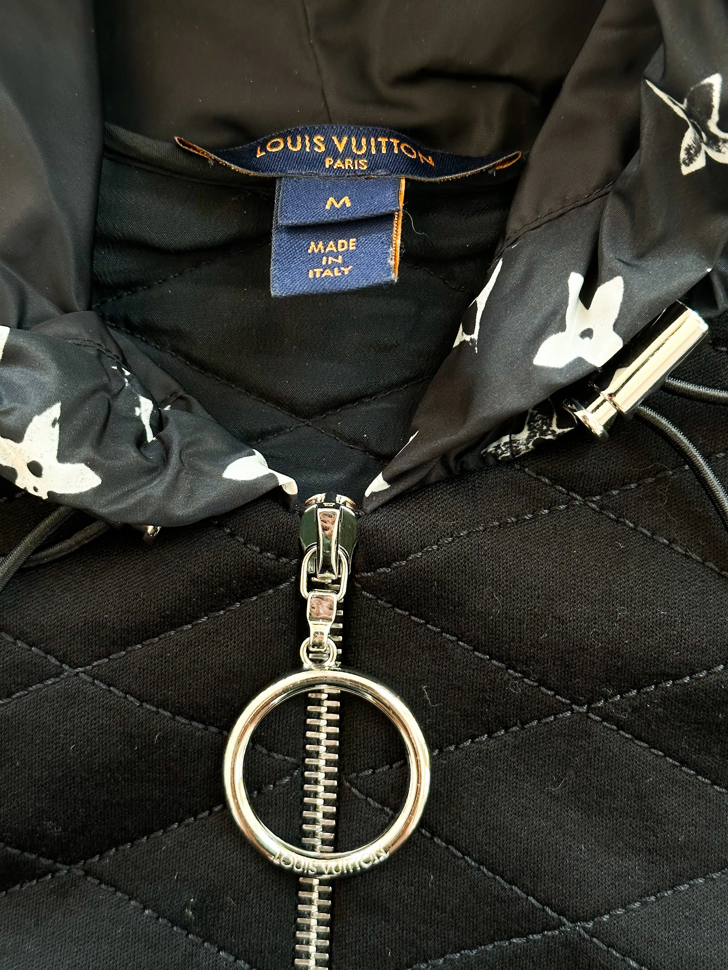 Louis Vuitton Black & White Monogram Hooded Women's Jacket