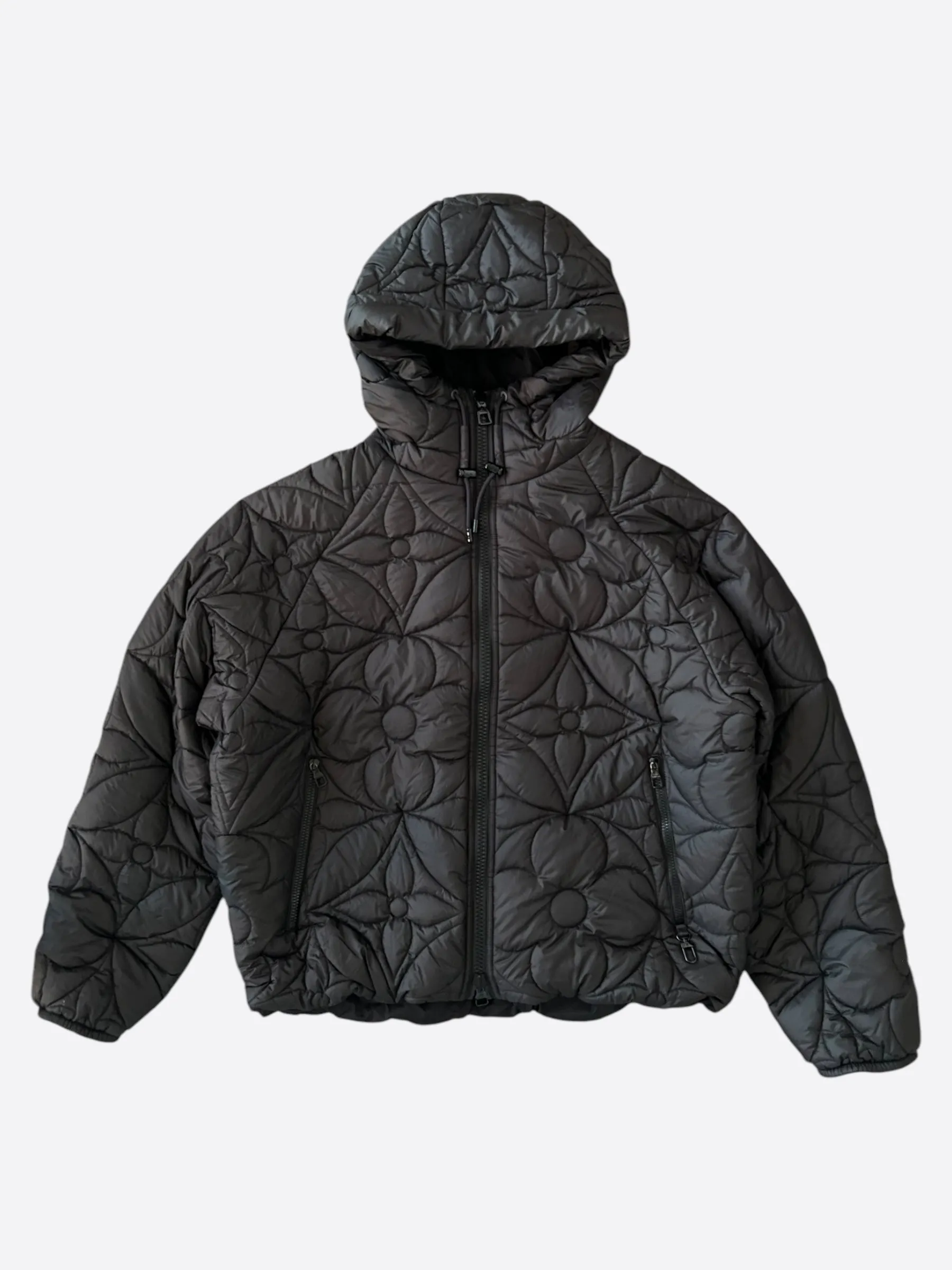 Louis Vuitton Black Flower Monogram Reversible Puffer Jacket