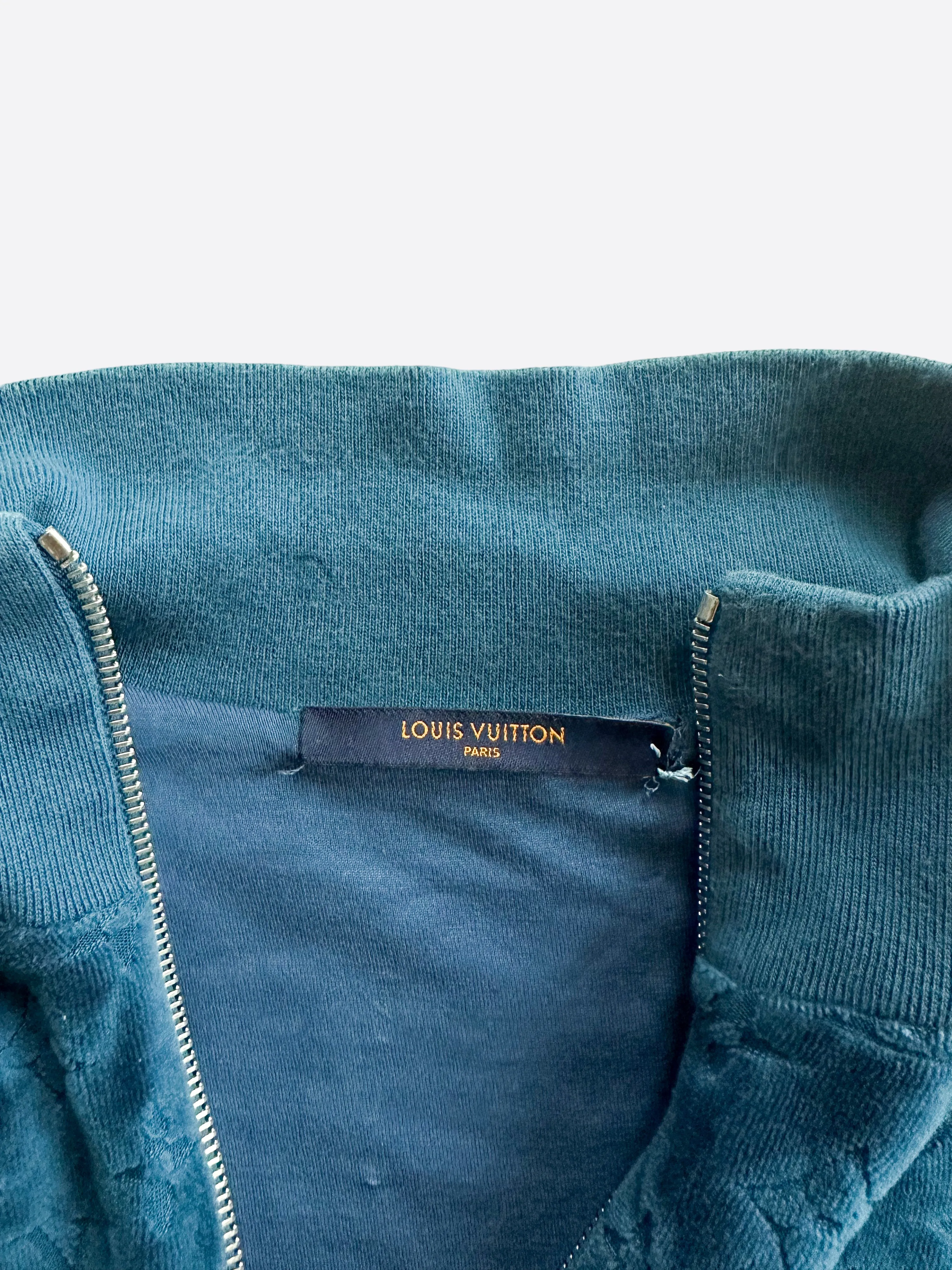 Louis Vuitton Blue Velour Monogram Track Jacket