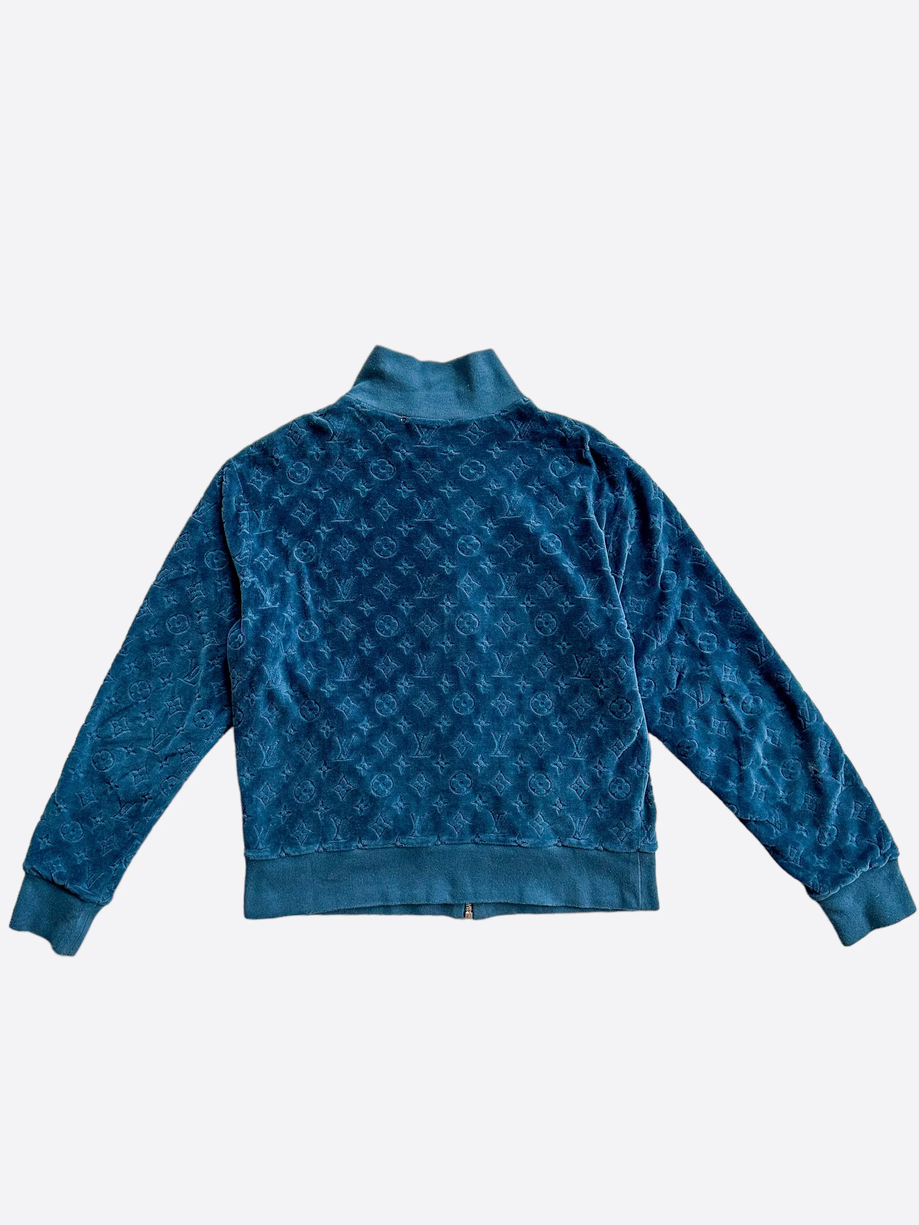 Louis Vuitton Blue Velour Monogram Track Jacket