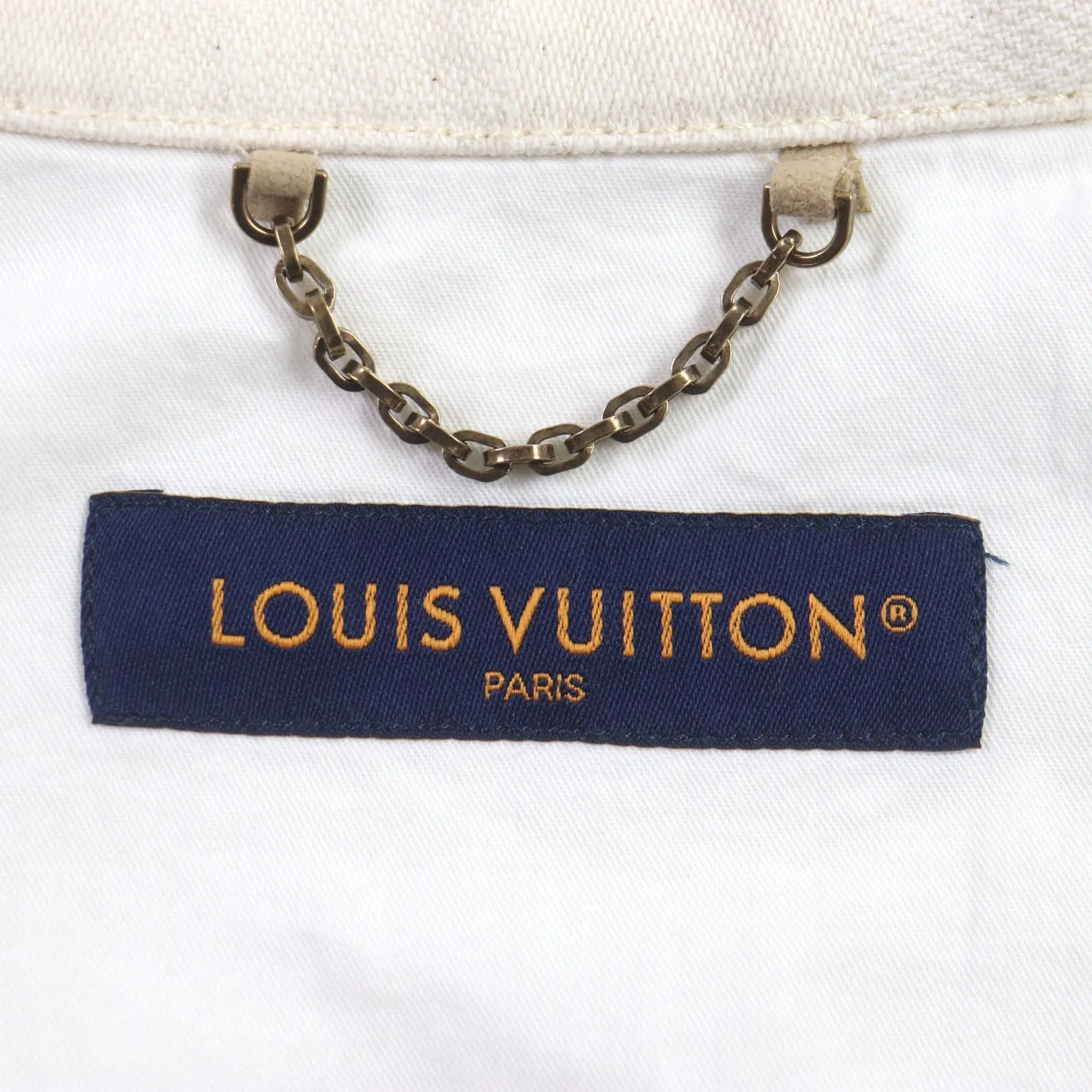 LOUIS VUITTON Denim Jacket 1AFQZO cotton light beige Damier S
