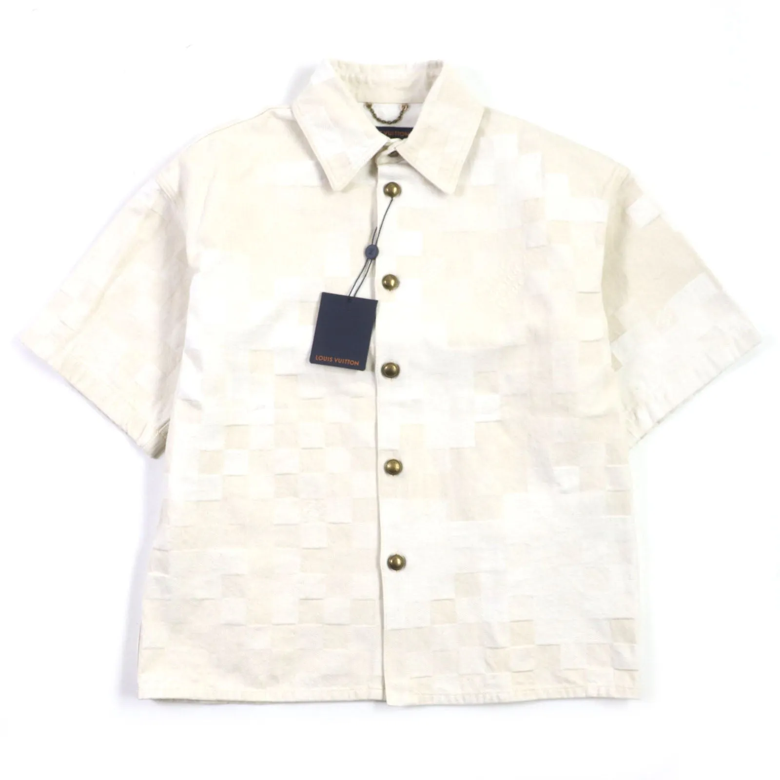 LOUIS VUITTON Denim Jacket 1AFQZO cotton light beige Damier S