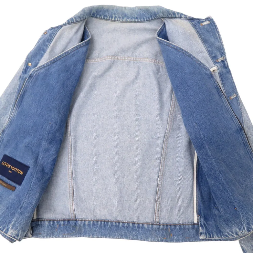 LOUIS VUITTON Denim Jacket HGA73WLVP Cotton, Leather blue Virgil Abloh 46