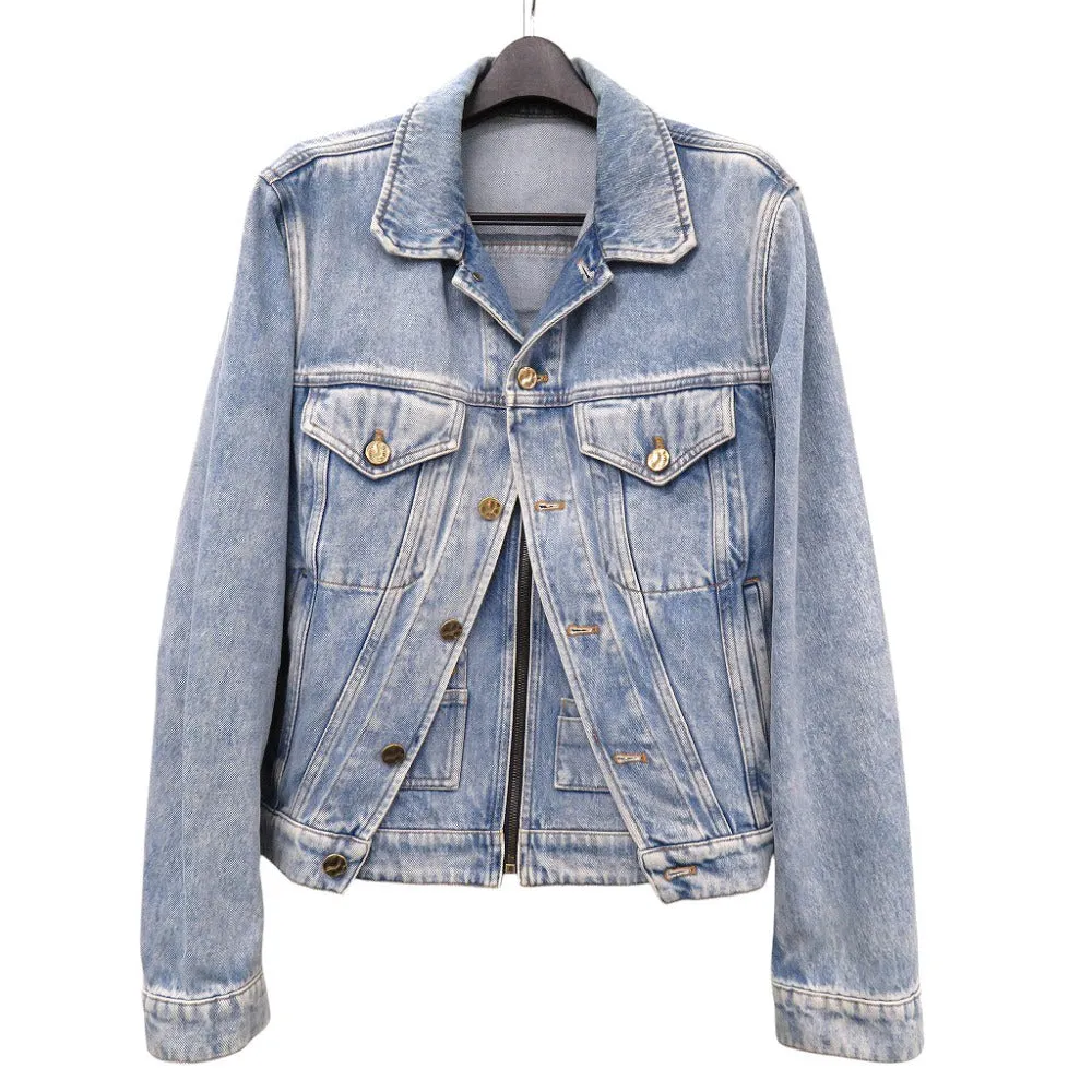 LOUIS VUITTON Denim Jacket HGA73WLVP Cotton, Leather blue Virgil Abloh 46
