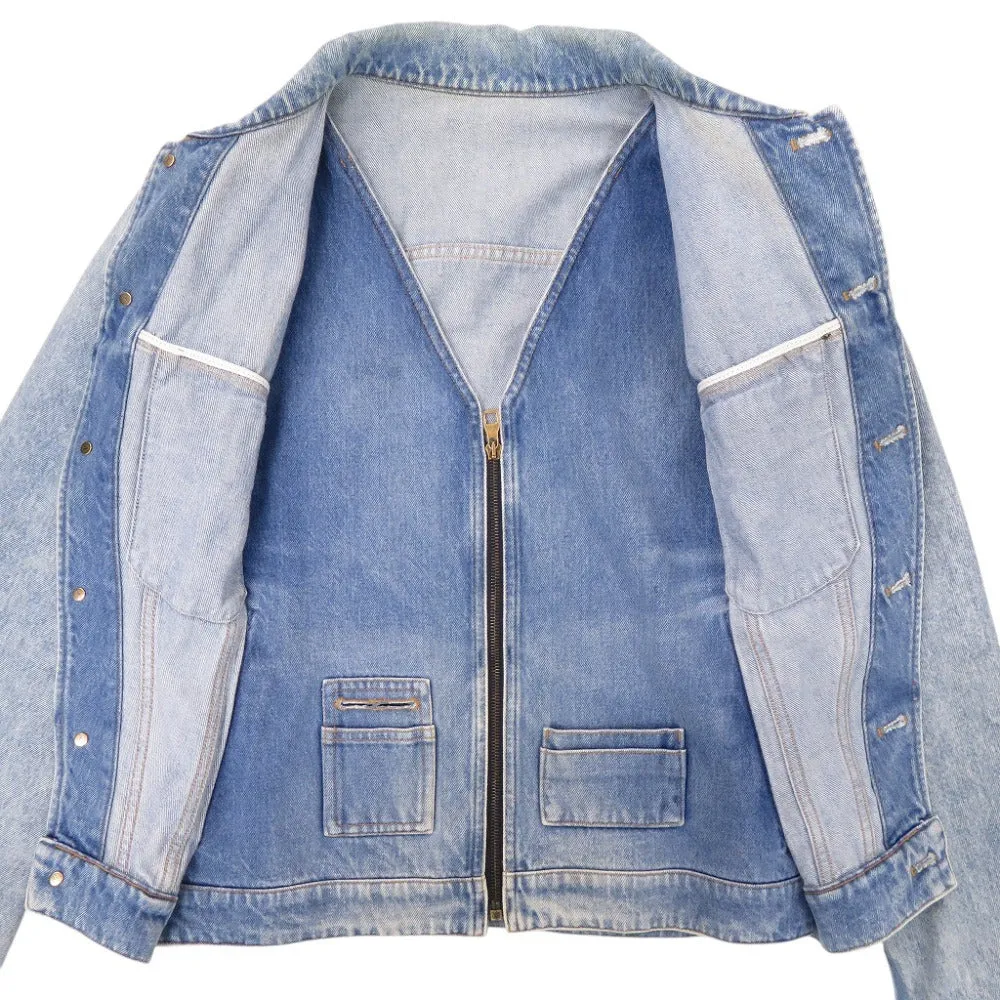 LOUIS VUITTON Denim Jacket HGA73WLVP Cotton, Leather blue Virgil Abloh 46