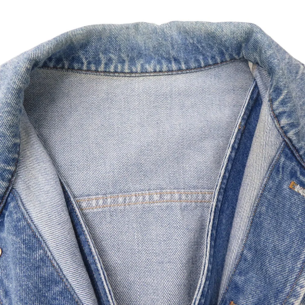 LOUIS VUITTON Denim Jacket HGA73WLVP Cotton, Leather blue Virgil Abloh 46