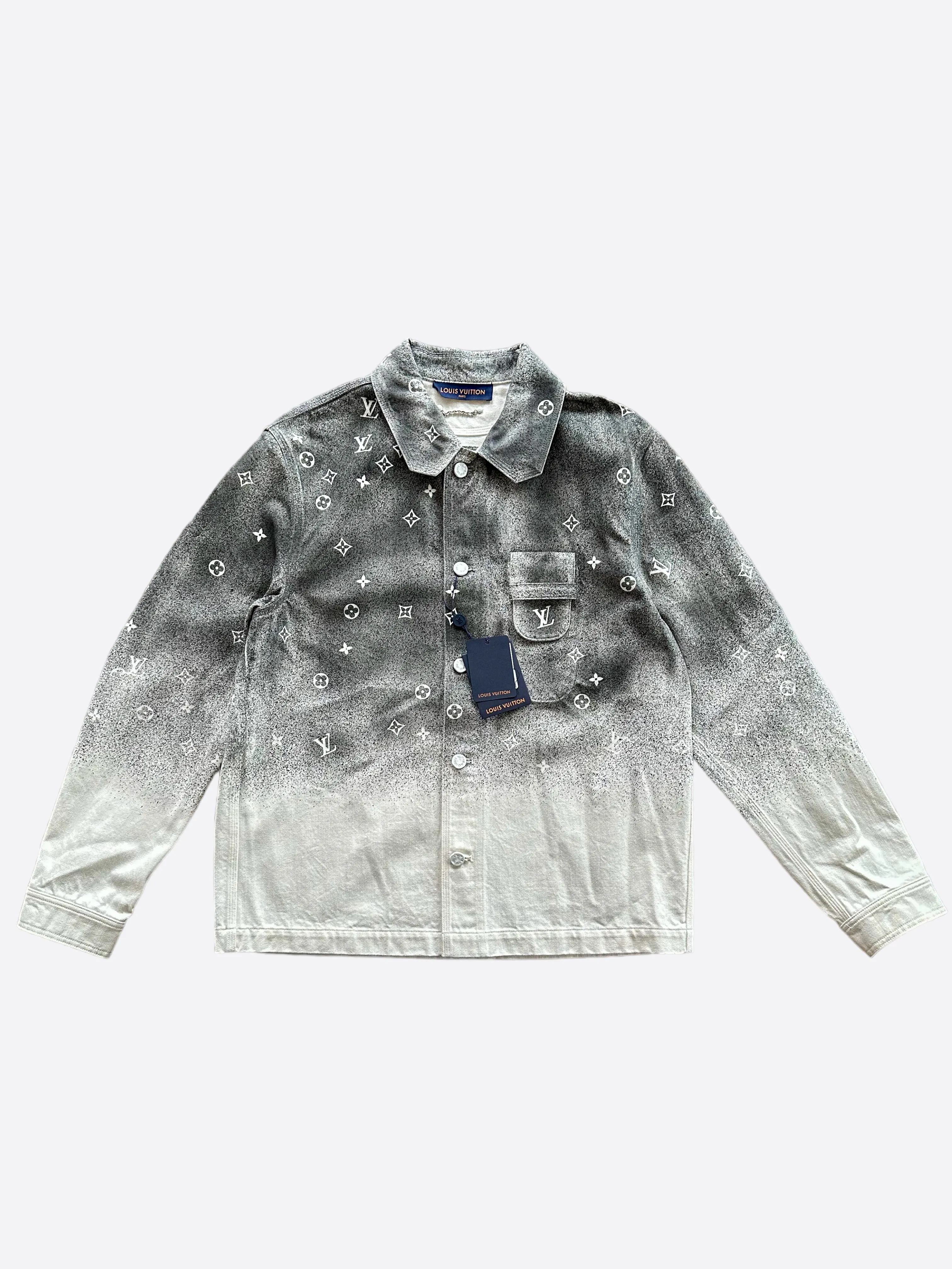 Louis Vuitton Grey & White Snowfall Gradient Monogram Denim Jacket