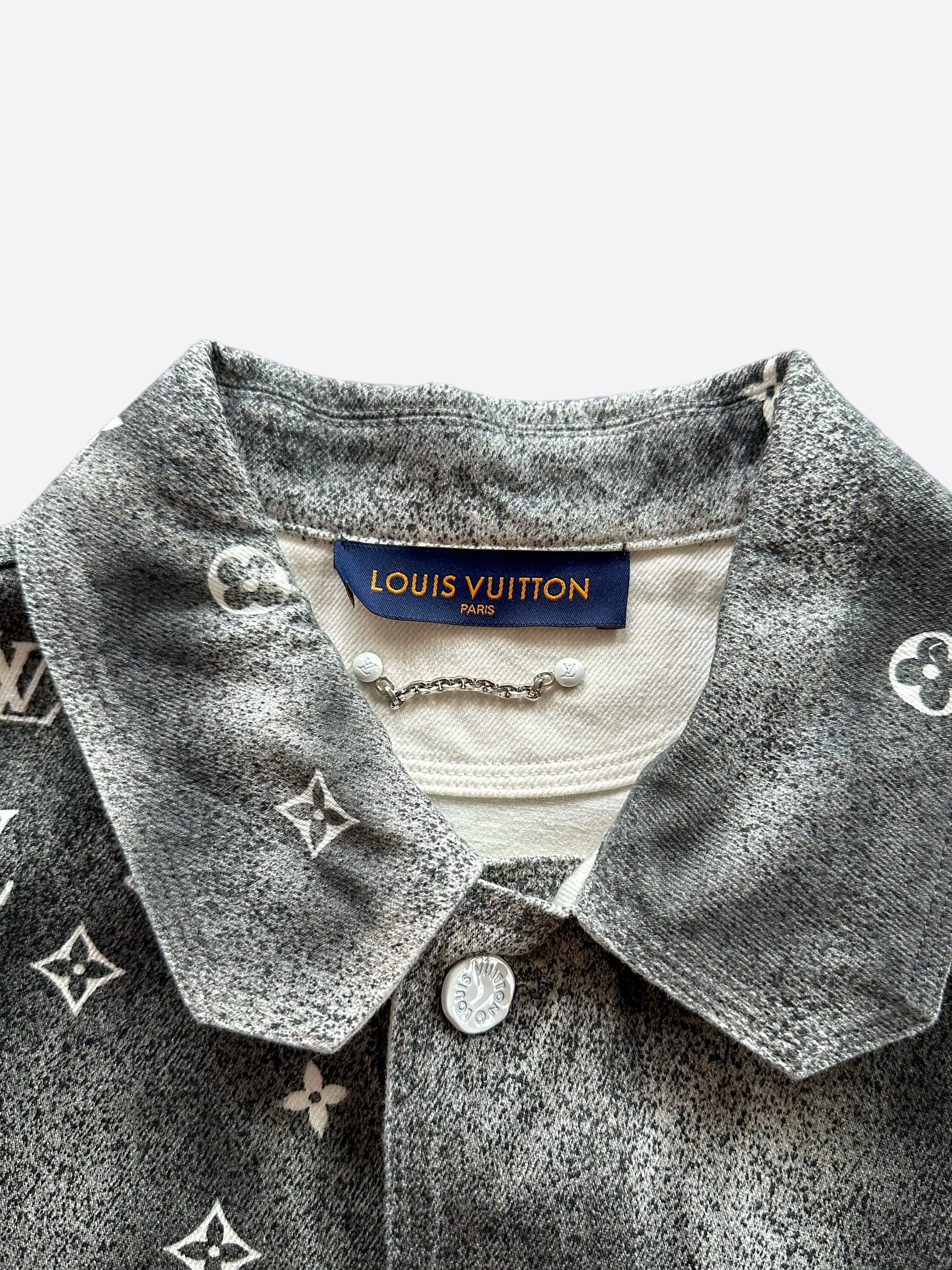 Louis Vuitton Grey & White Snowfall Gradient Monogram Denim Jacket