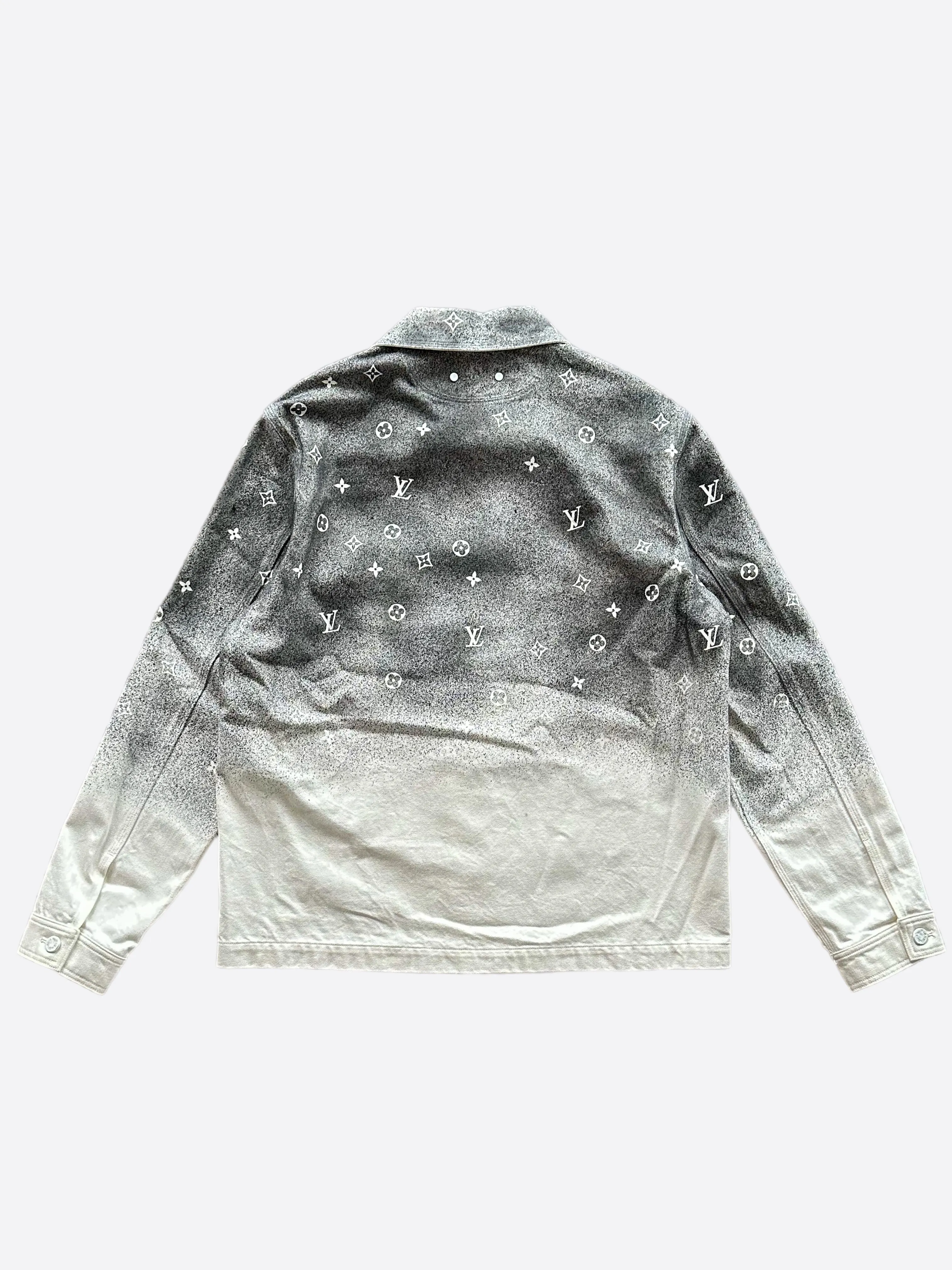 Louis Vuitton Grey & White Snowfall Gradient Monogram Denim Jacket