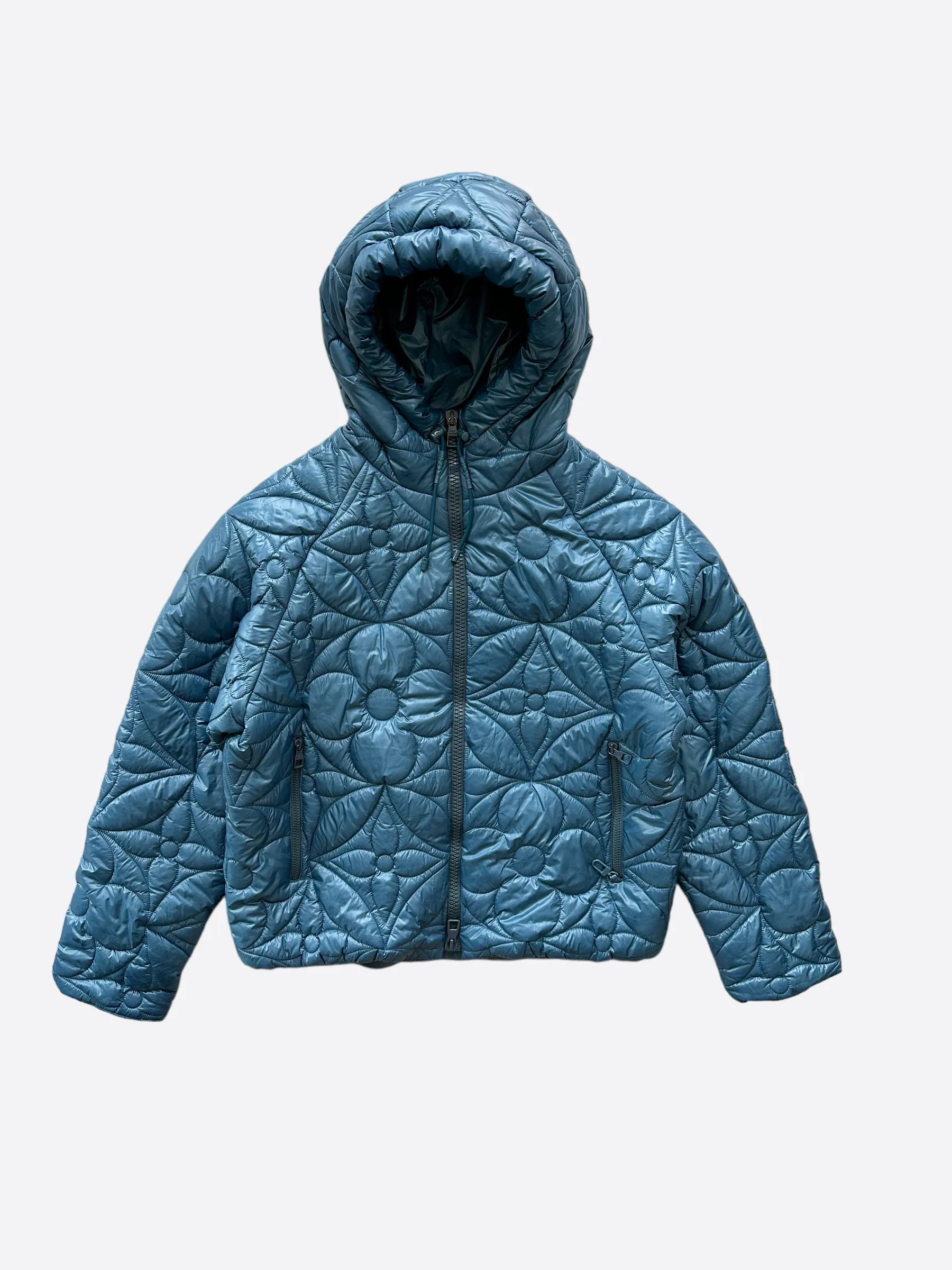 Louis Vuitton Ice Blue Flower Monogram Puffer Jacket