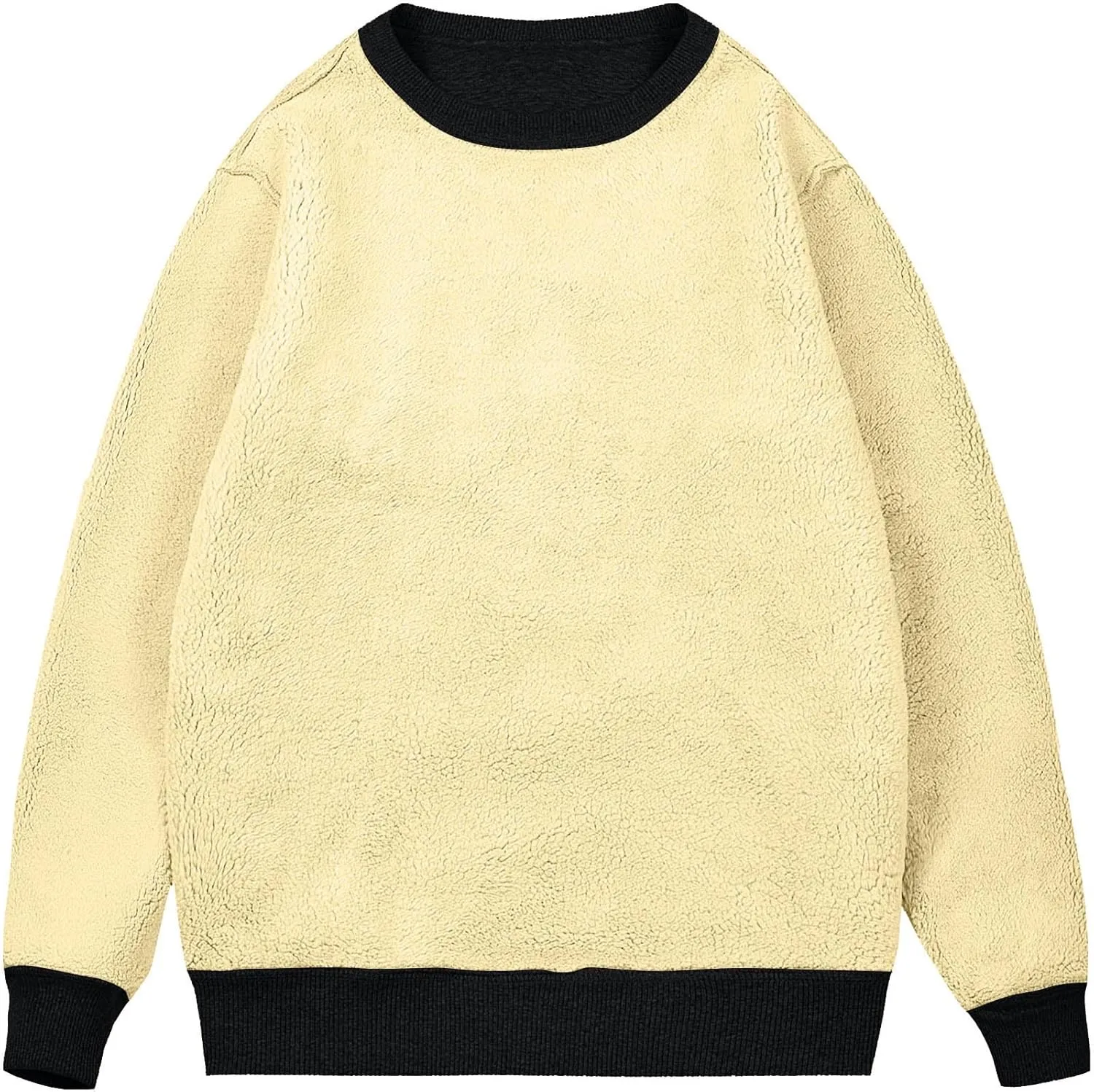 Men's Sherpa Lined Sweatshirts Fleece Pullover Basic Tops winter Thicken Warm Crewneck Long Sleeve Heavy Underwear