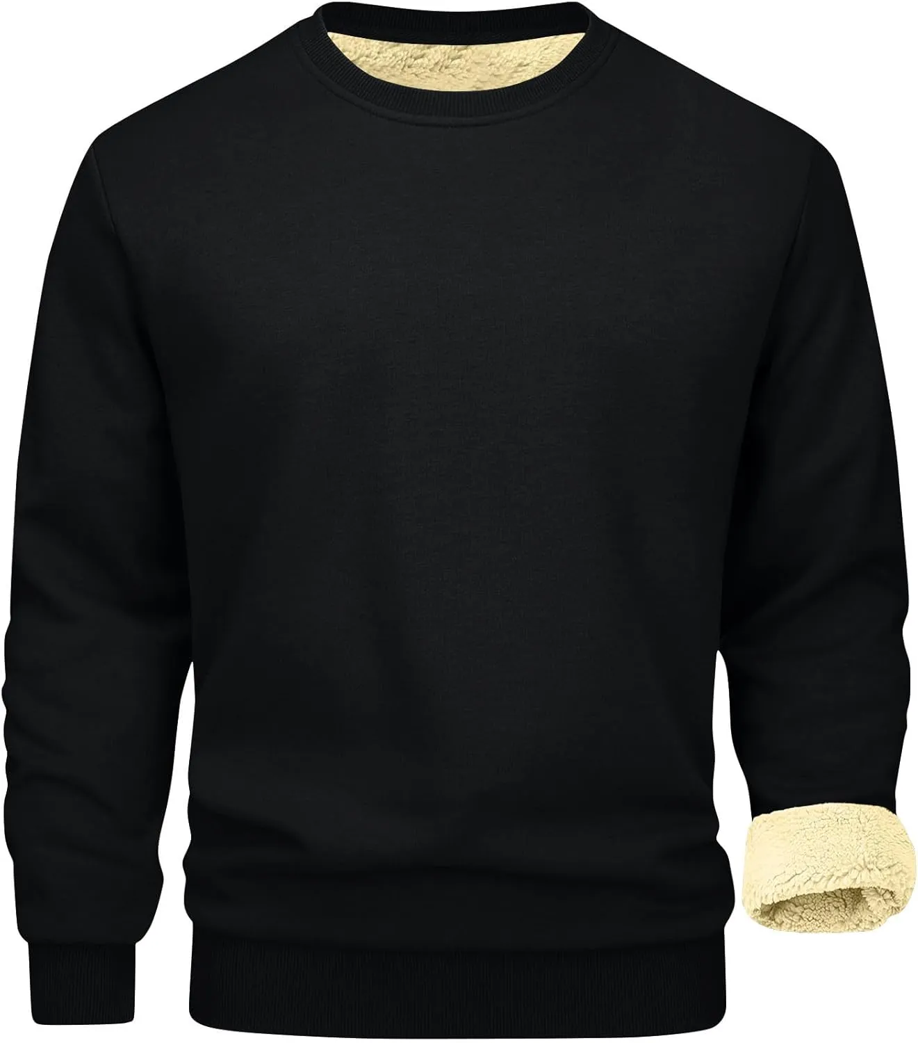 Men's Sherpa Lined Sweatshirts Fleece Pullover Basic Tops winter Thicken Warm Crewneck Long Sleeve Heavy Underwear
