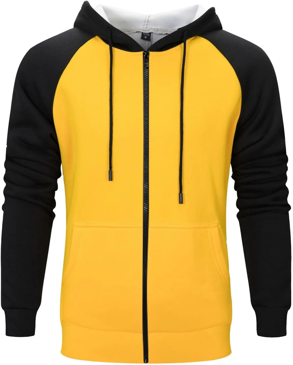 Mens Zipper Hoodies Casual Long Sleeve Sweatshirts Color Block Drawstring Fashion Oversized Cardigan with Pockets
