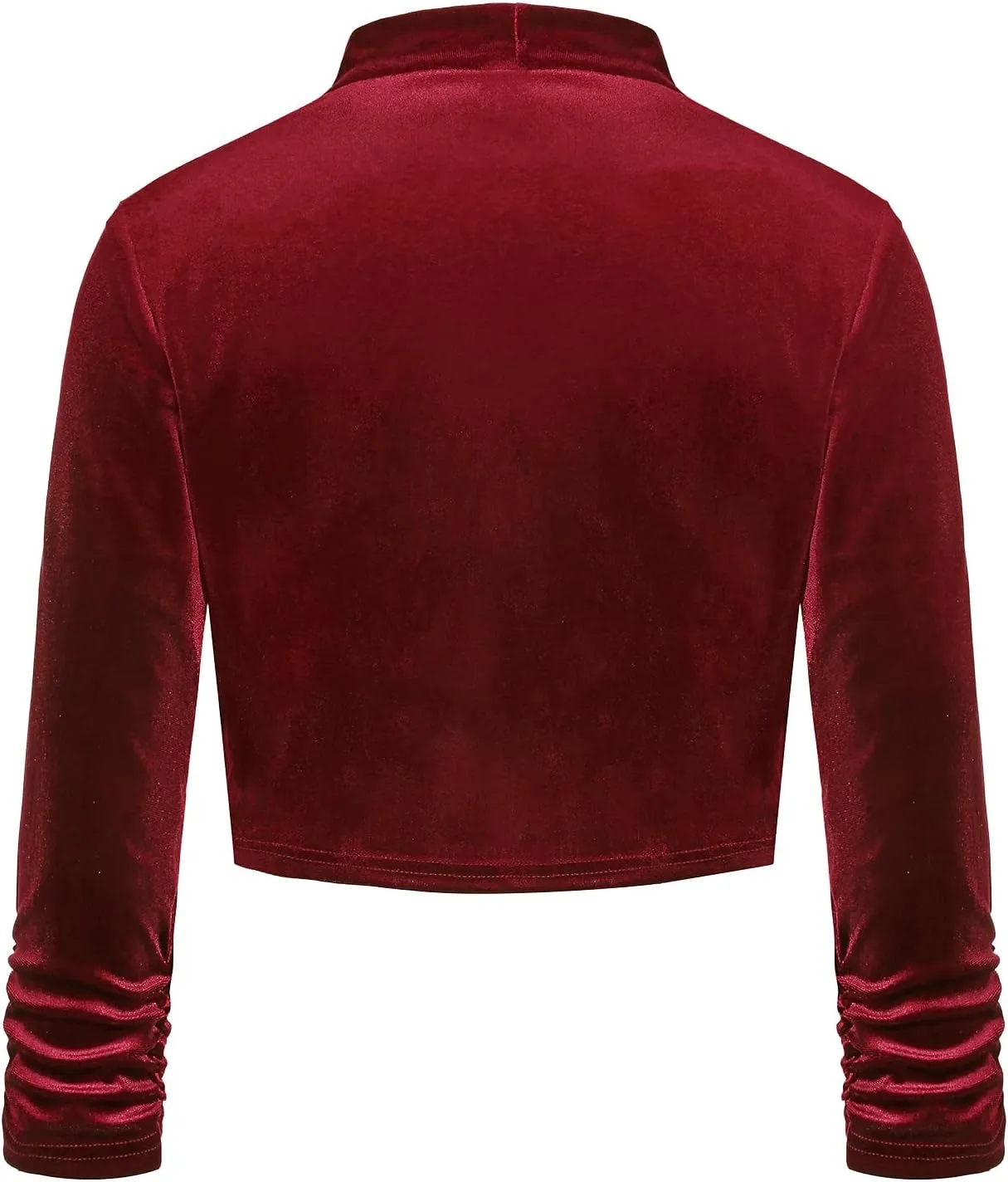 MINTLIMIT Women's Velvet Bolero Shrugs for Dresses Ruched 3/4 Sleeve Open Front Cocktail Party Cropped Cardigan