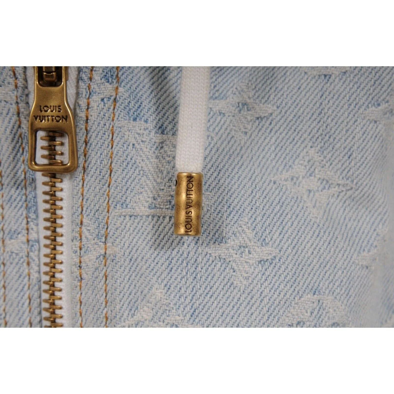 NBA Blue LV Monogram Hoodie Denim Jacket