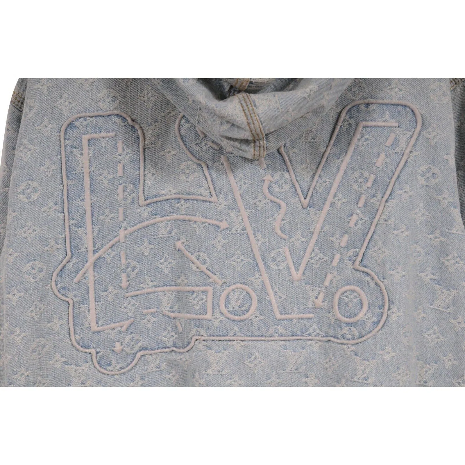 NBA Blue LV Monogram Hoodie Denim Jacket
