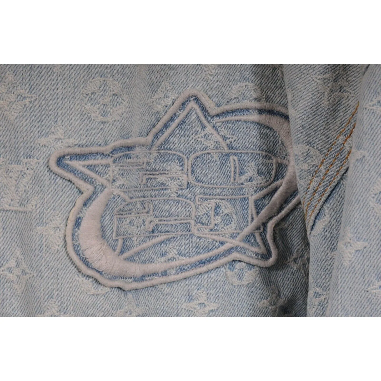 NBA Blue LV Monogram Hoodie Denim Jacket