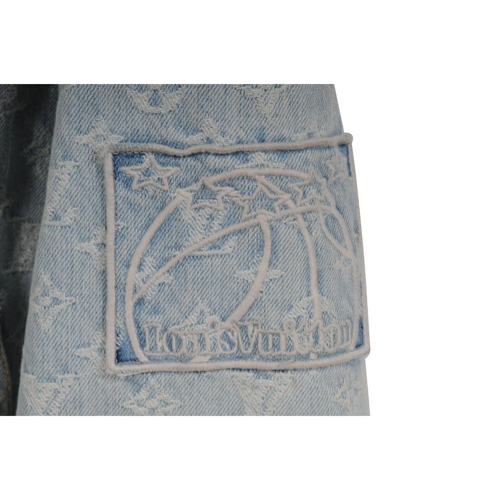 NBA Blue LV Monogram Hoodie Denim Jacket
