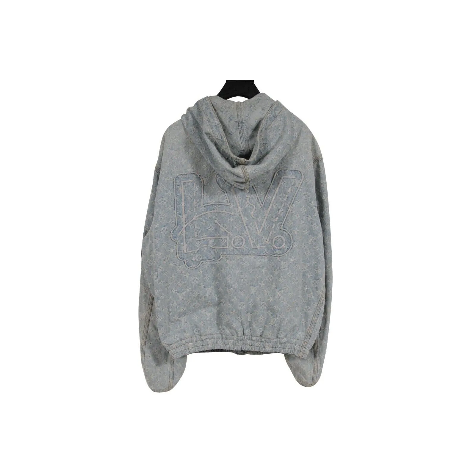 NBA Blue LV Monogram Hoodie Denim Jacket
