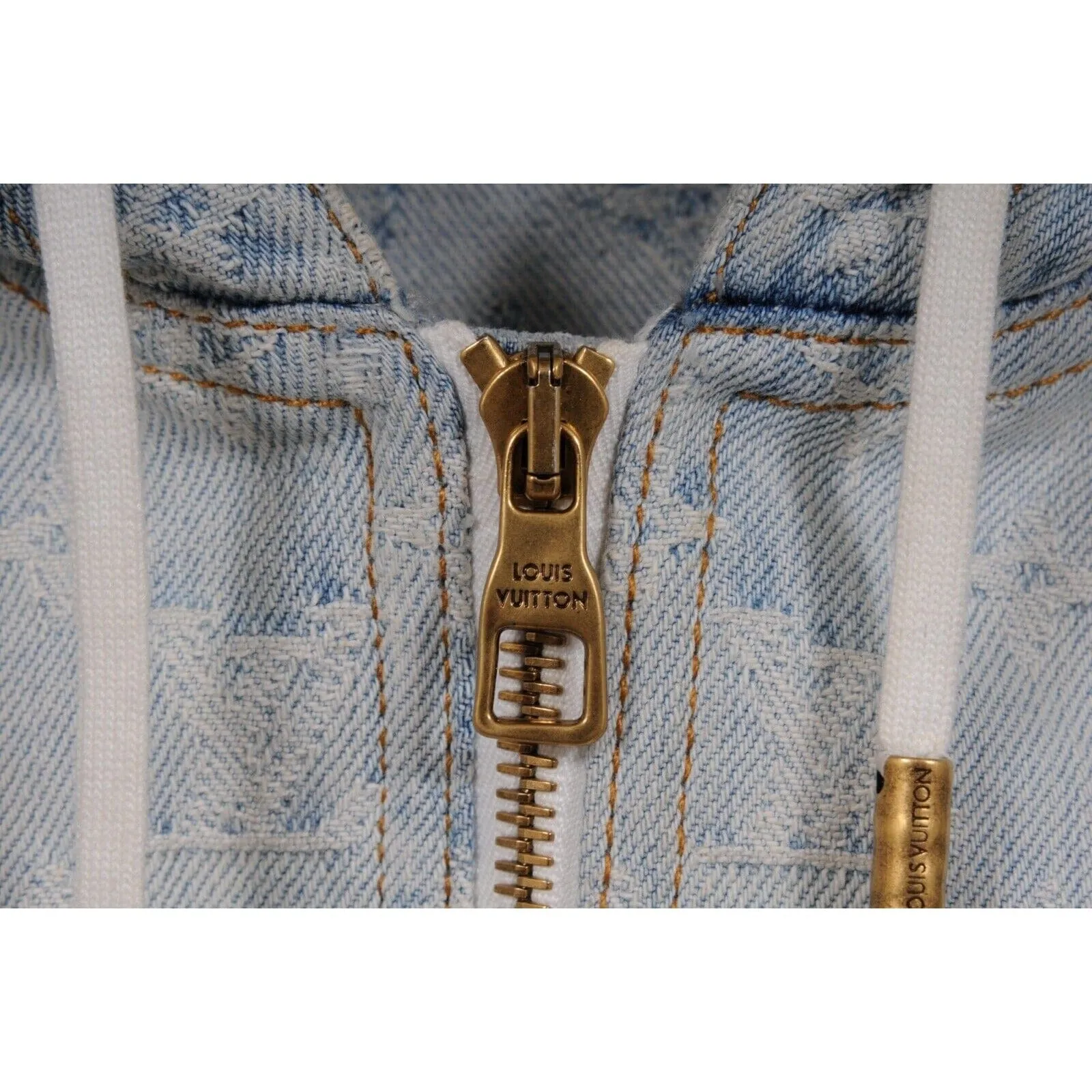 NBA Blue LV Monogram Hoodie Denim Jacket