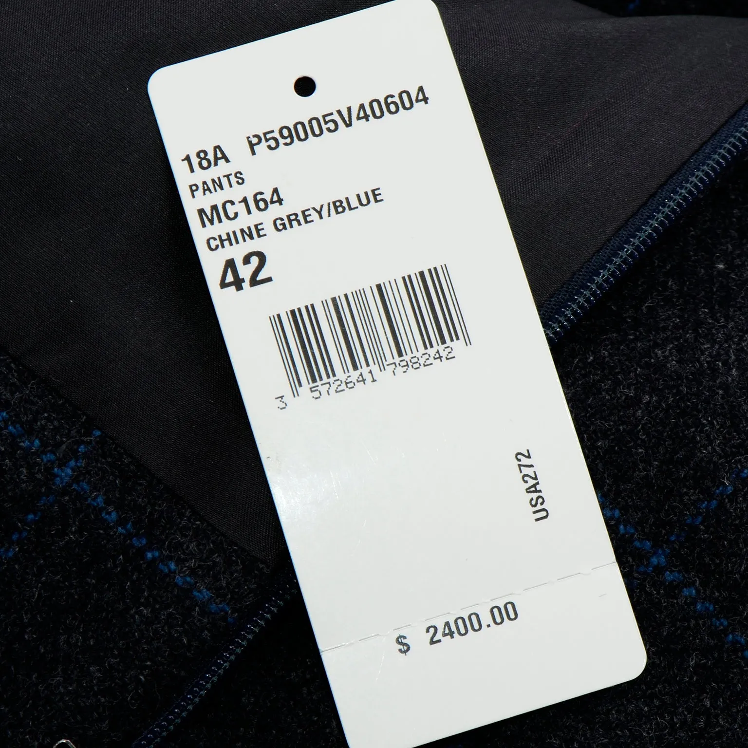 ON HOLD // 2018 Chanel Gray Blue Windowpane Plaid High Waist Sailor Pants W Original Tag