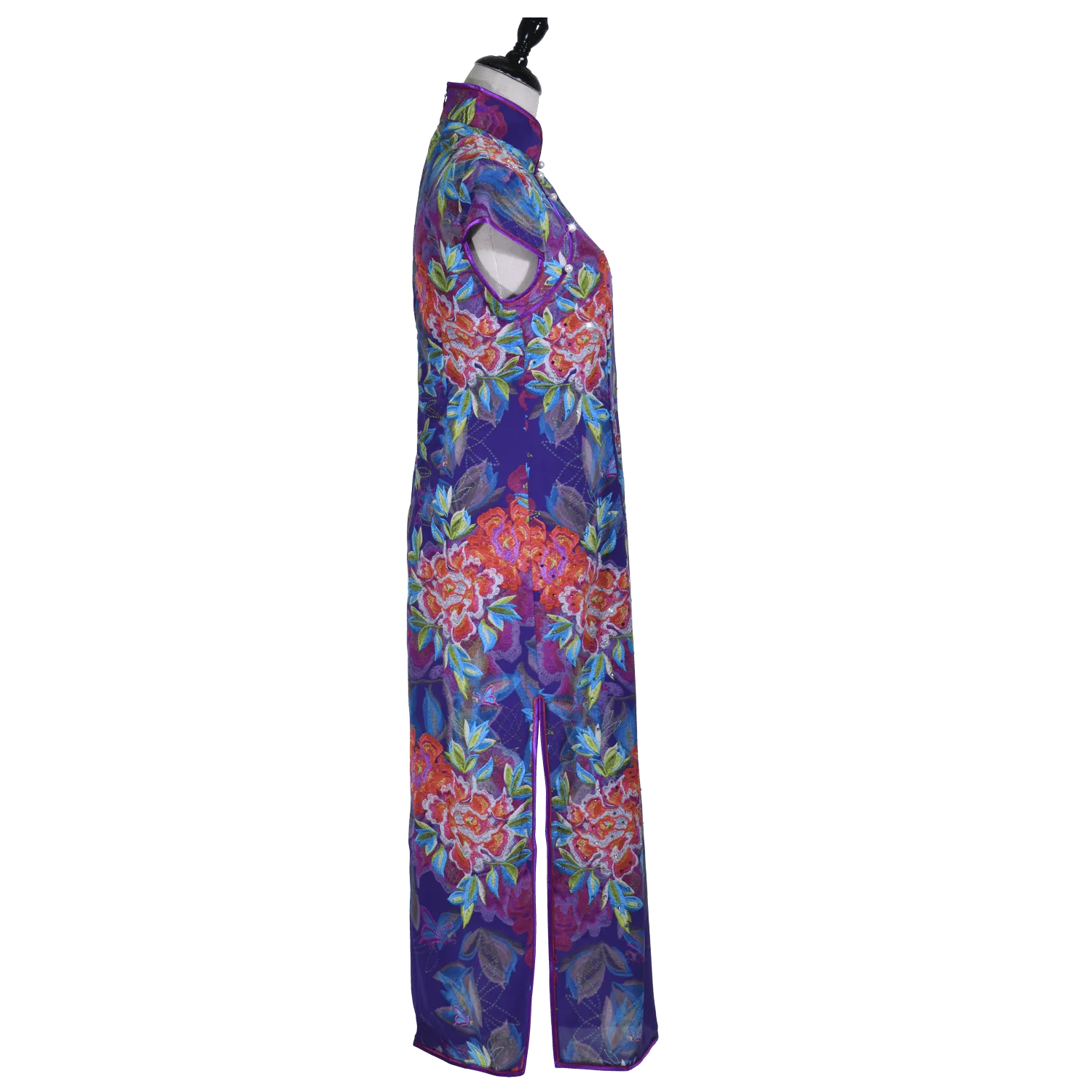 【PEONY】Museum Edition 100% Silk Crystal Cheongsam (Cap Sleeve)