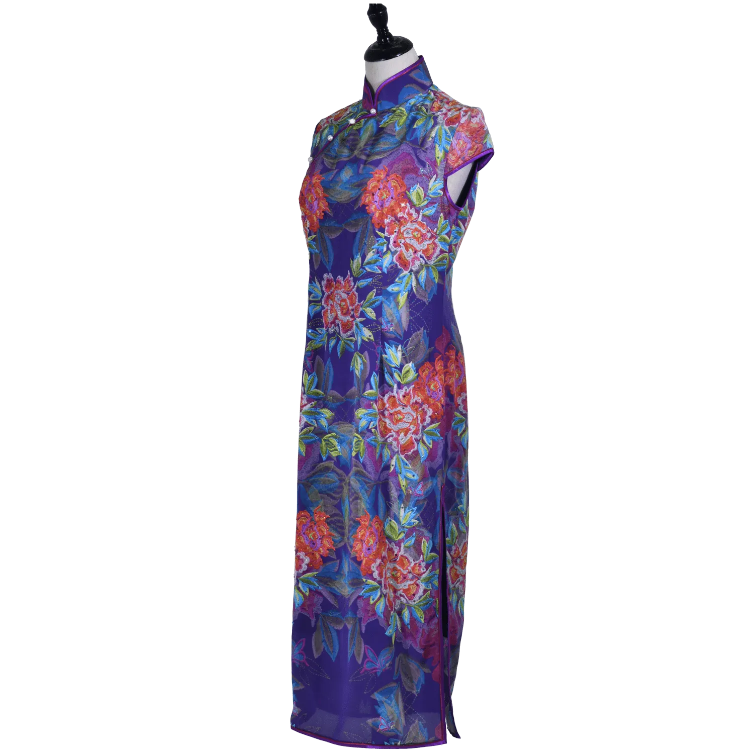 【PEONY】Museum Edition 100% Silk Crystal Cheongsam (Cap Sleeve)