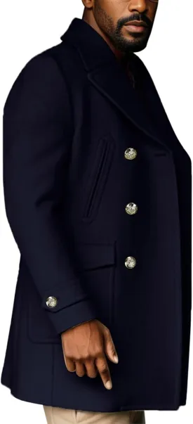 PeQAQ Men Woolen Trench Coat Slim Fit Notch Lapel Single Breasted Coats Winter Warm Business Blazer Long Suit Jacket Overcoat