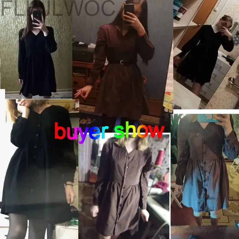 Preppy Style Casual Loose Mini Button Shirt Dress