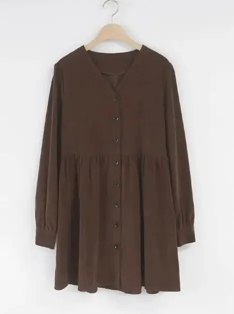 Preppy Style Casual Loose Mini Button Shirt Dress