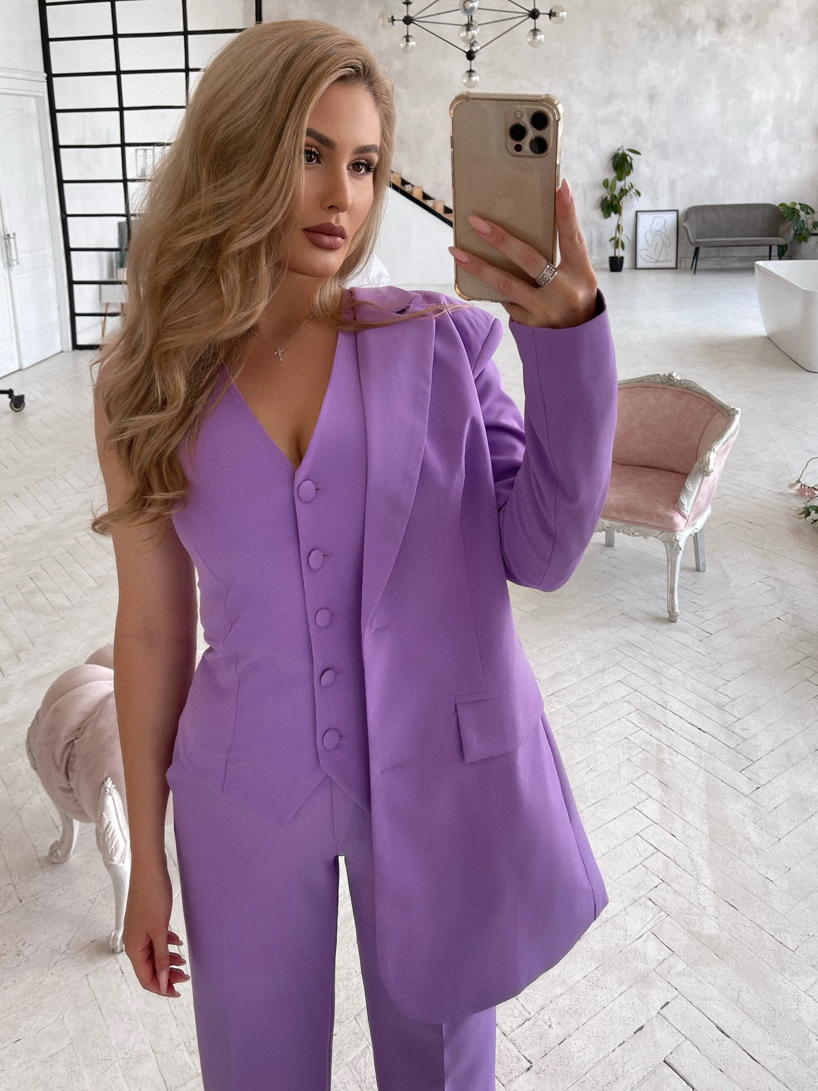 Purple Regular-Fit 3-Piece Suit