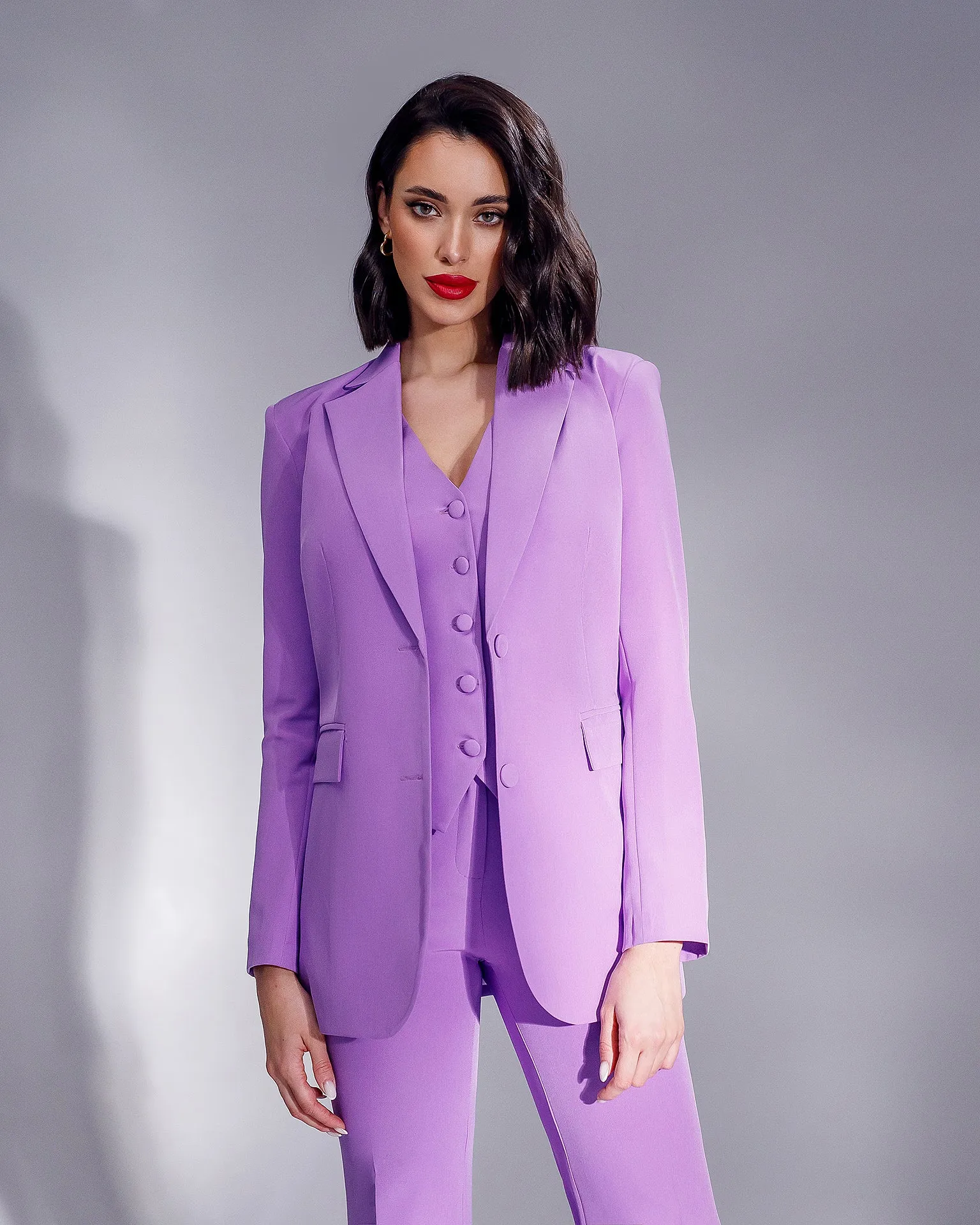 Purple Regular-Fit 3-Piece Suit