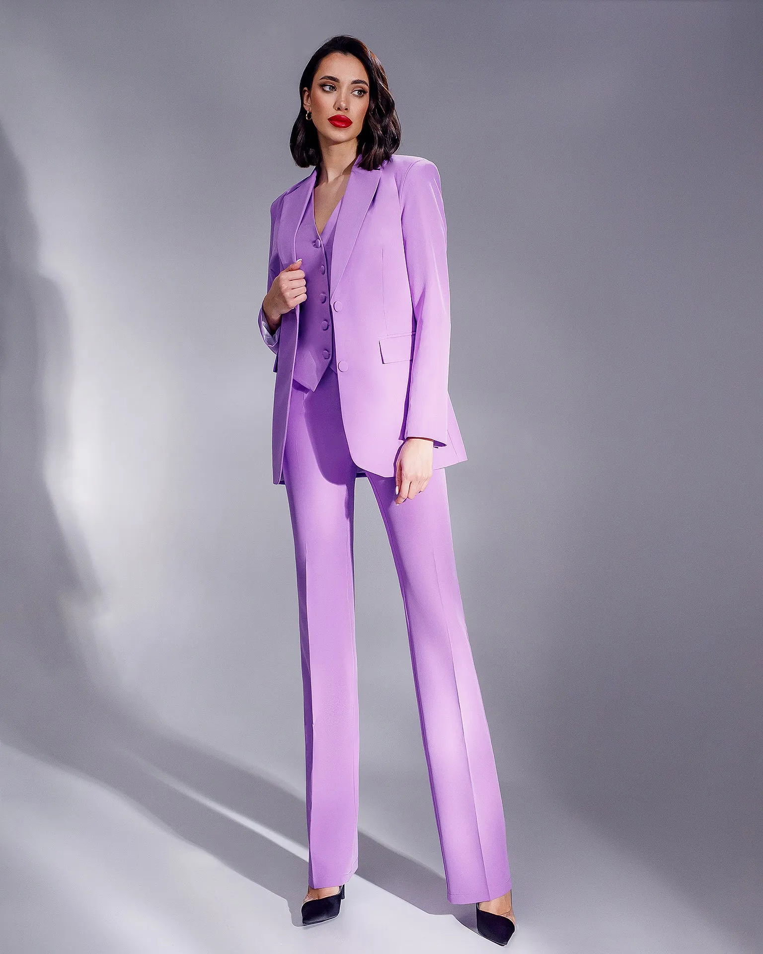 Purple Regular-Fit 3-Piece Suit