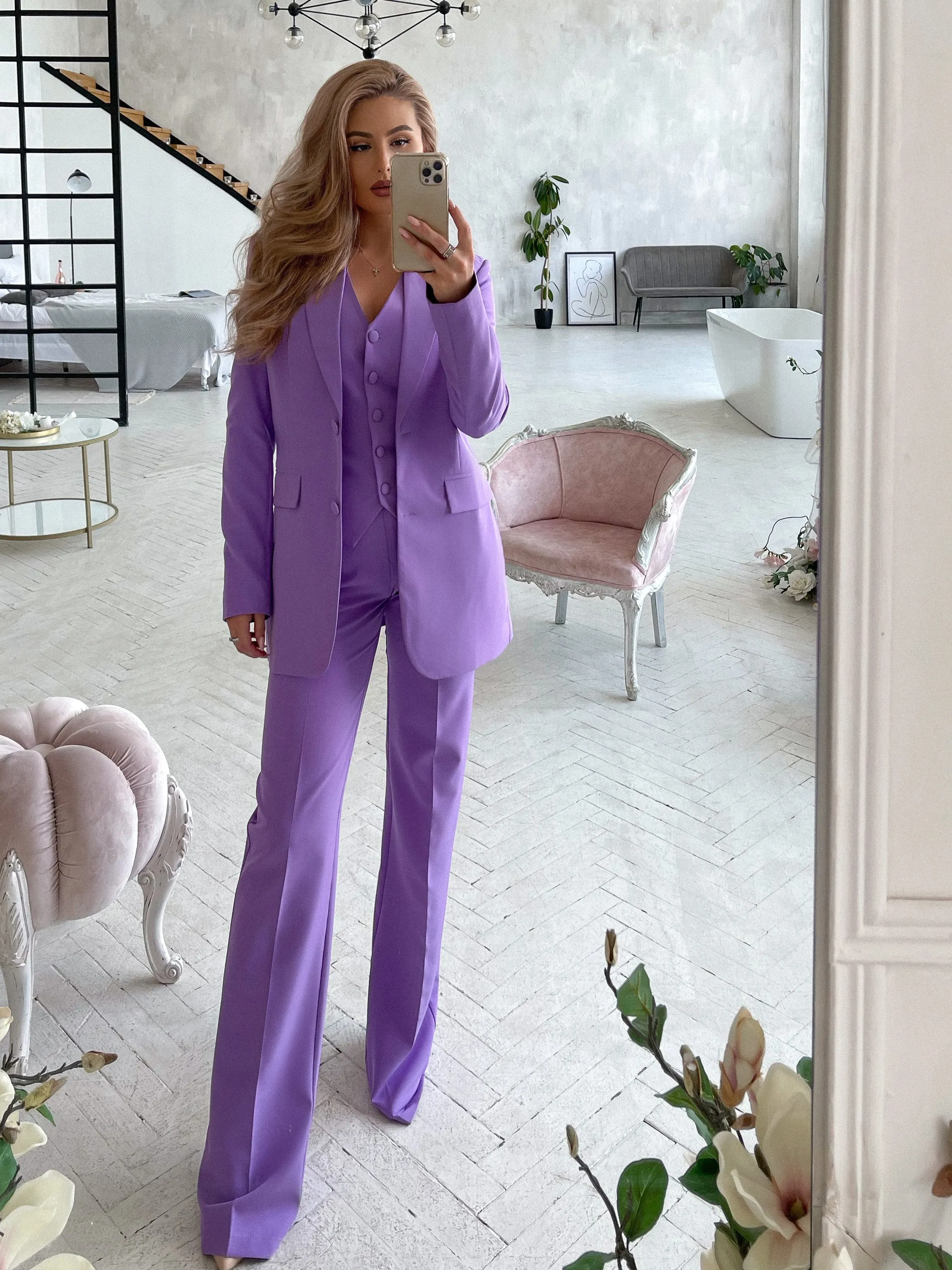 Purple Regular-Fit 3-Piece Suit